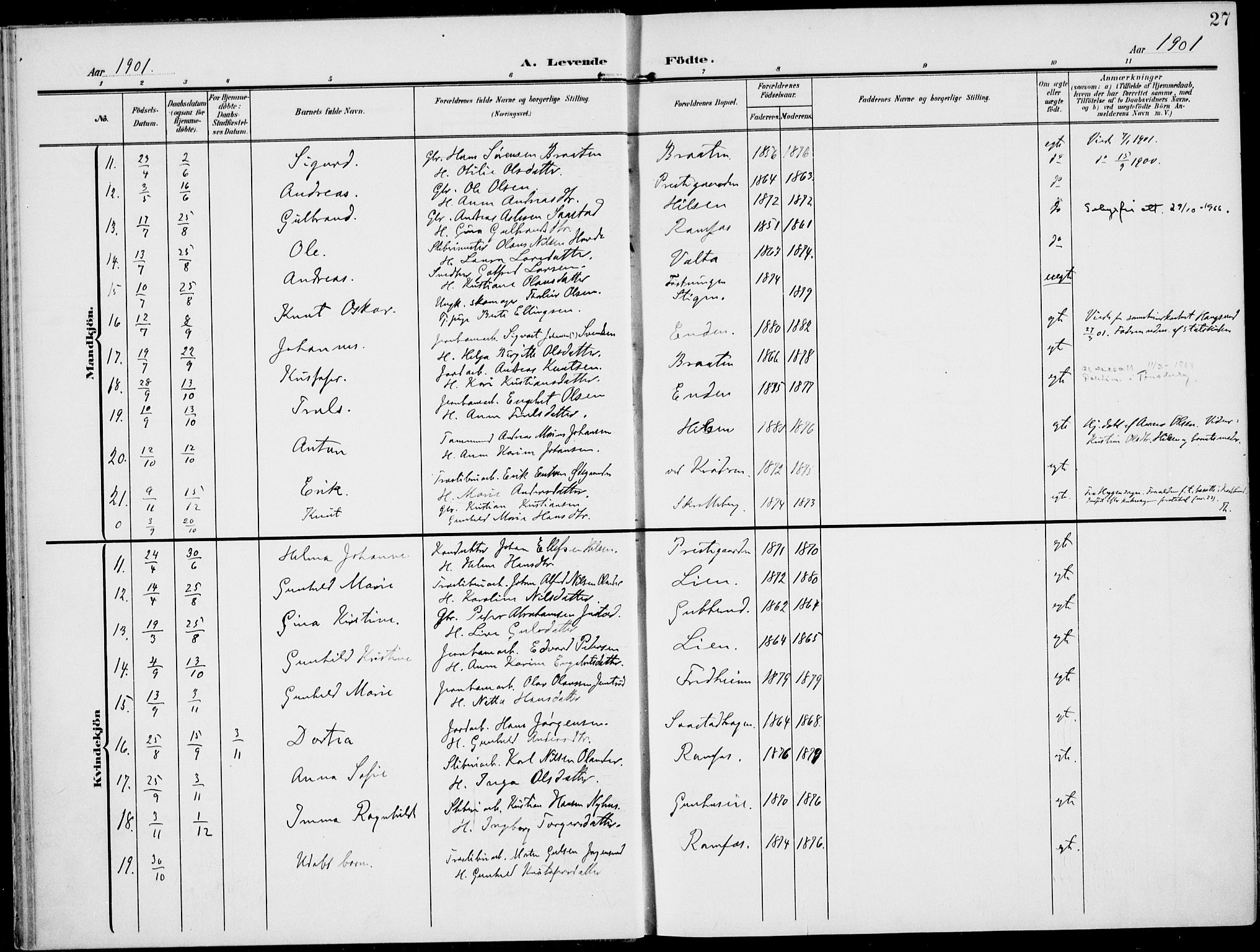 Modum kirkebøker, AV/SAKO-A-234/F/Fa/L0019: Ministerialbok nr. 19, 1890-1914, s. 27