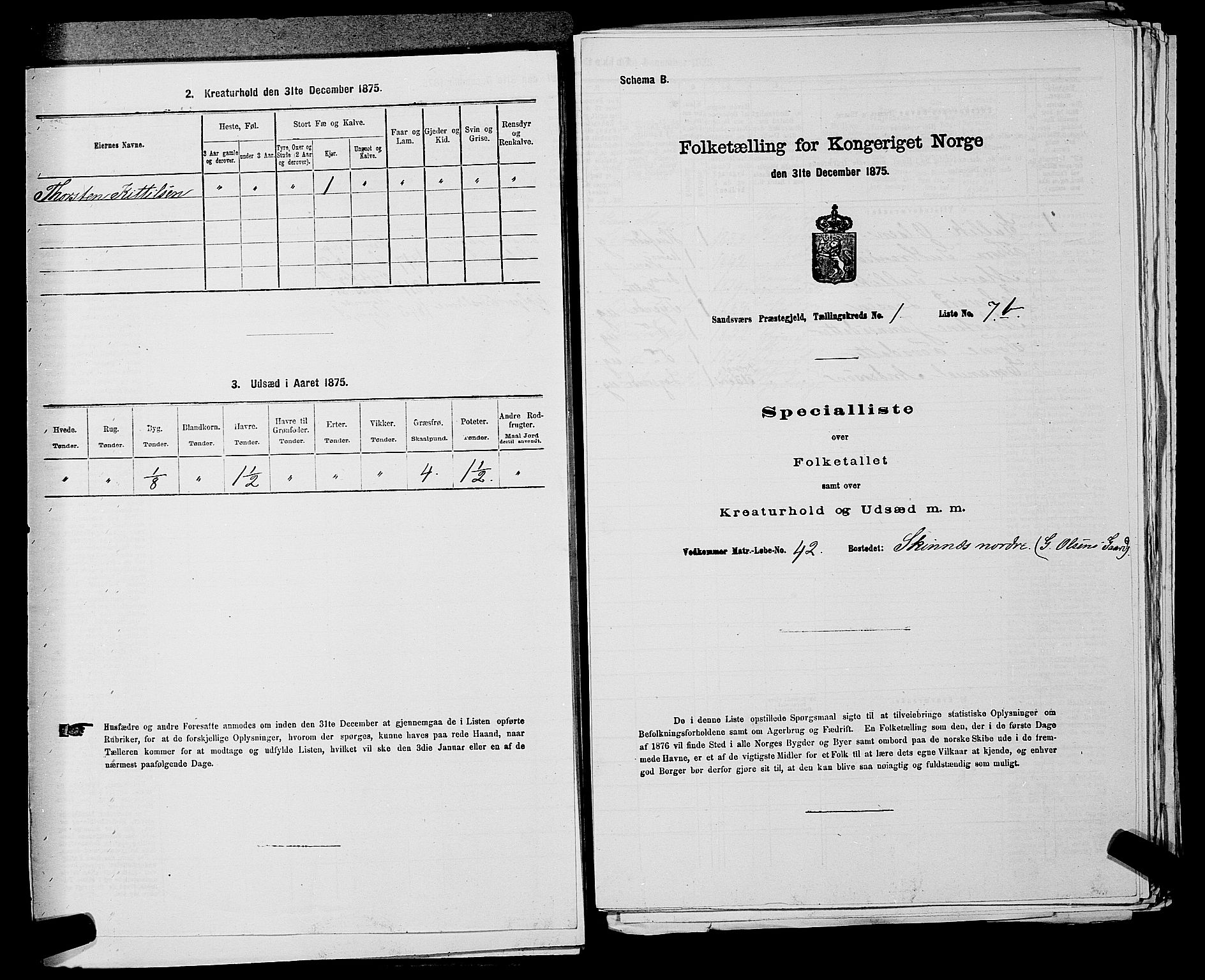 SAKO, Folketelling 1875 for 0629P Sandsvær prestegjeld, 1875, s. 314