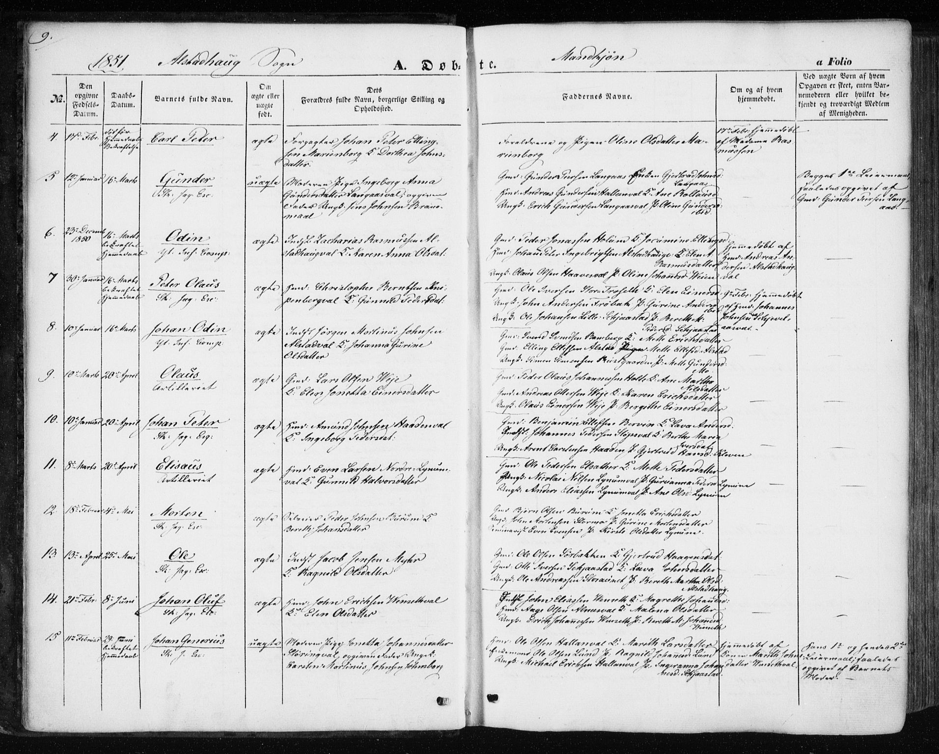 Ministerialprotokoller, klokkerbøker og fødselsregistre - Nord-Trøndelag, SAT/A-1458/717/L0154: Ministerialbok nr. 717A07 /1, 1850-1862, s. 9