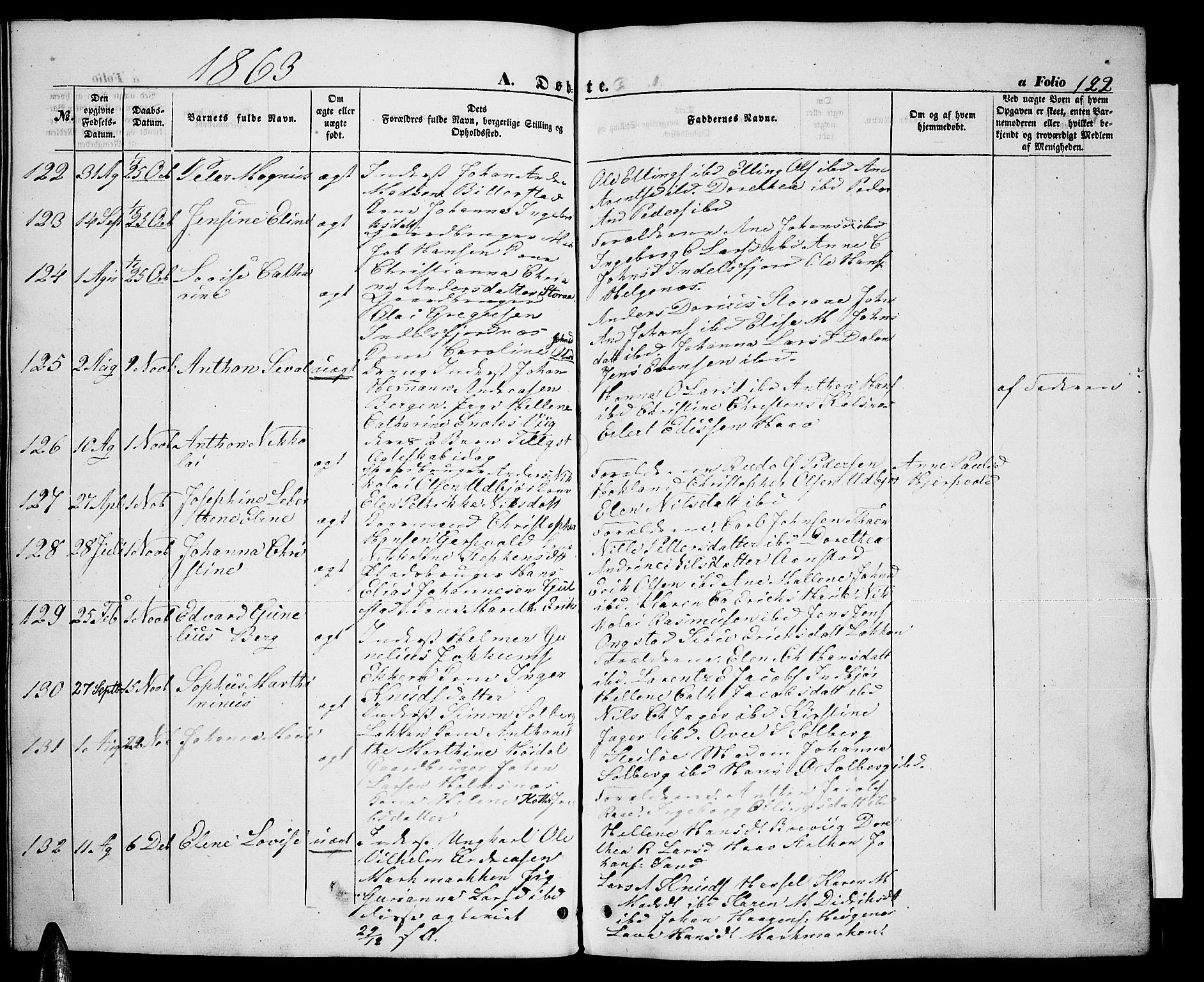 Ministerialprotokoller, klokkerbøker og fødselsregistre - Nordland, AV/SAT-A-1459/888/L1265: Klokkerbok nr. 888C03, 1850-1863, s. 122