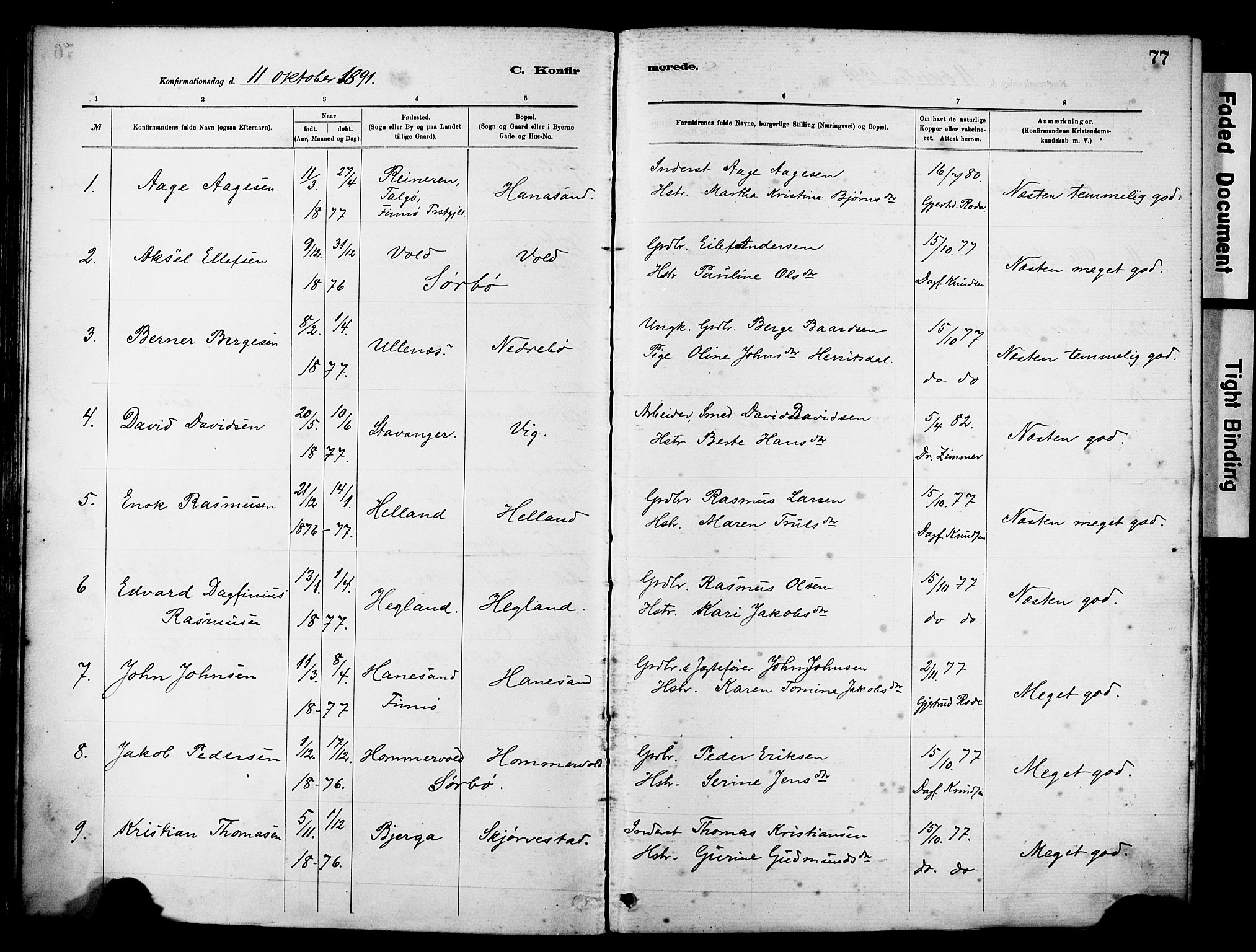 Rennesøy sokneprestkontor, AV/SAST-A -101827/H/Ha/Haa/L0012: Ministerialbok nr. A 13, 1885-1917, s. 77