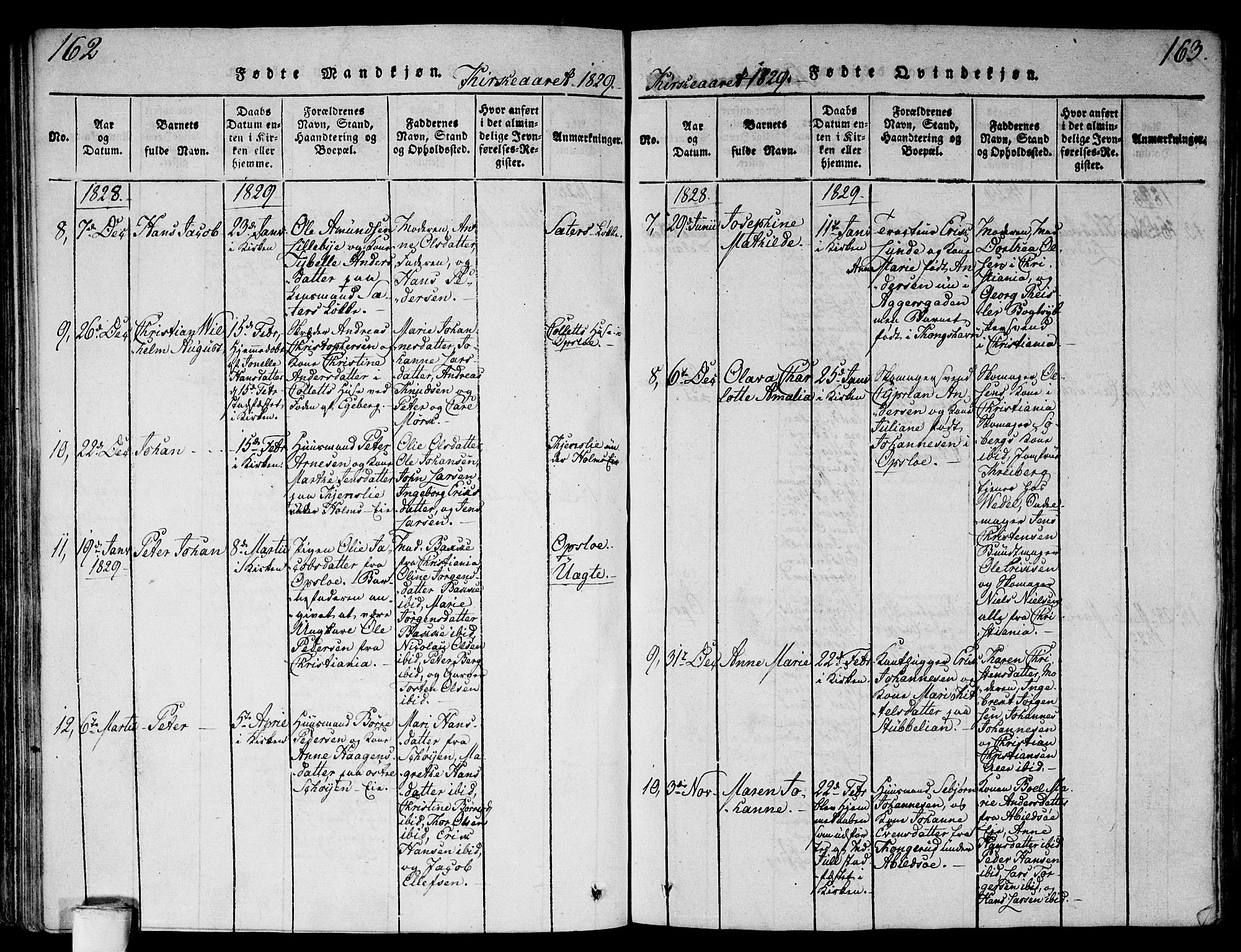 Gamlebyen prestekontor Kirkebøker, AV/SAO-A-10884/F/Fa/L0002: Ministerialbok nr. 2, 1817-1829, s. 162-163
