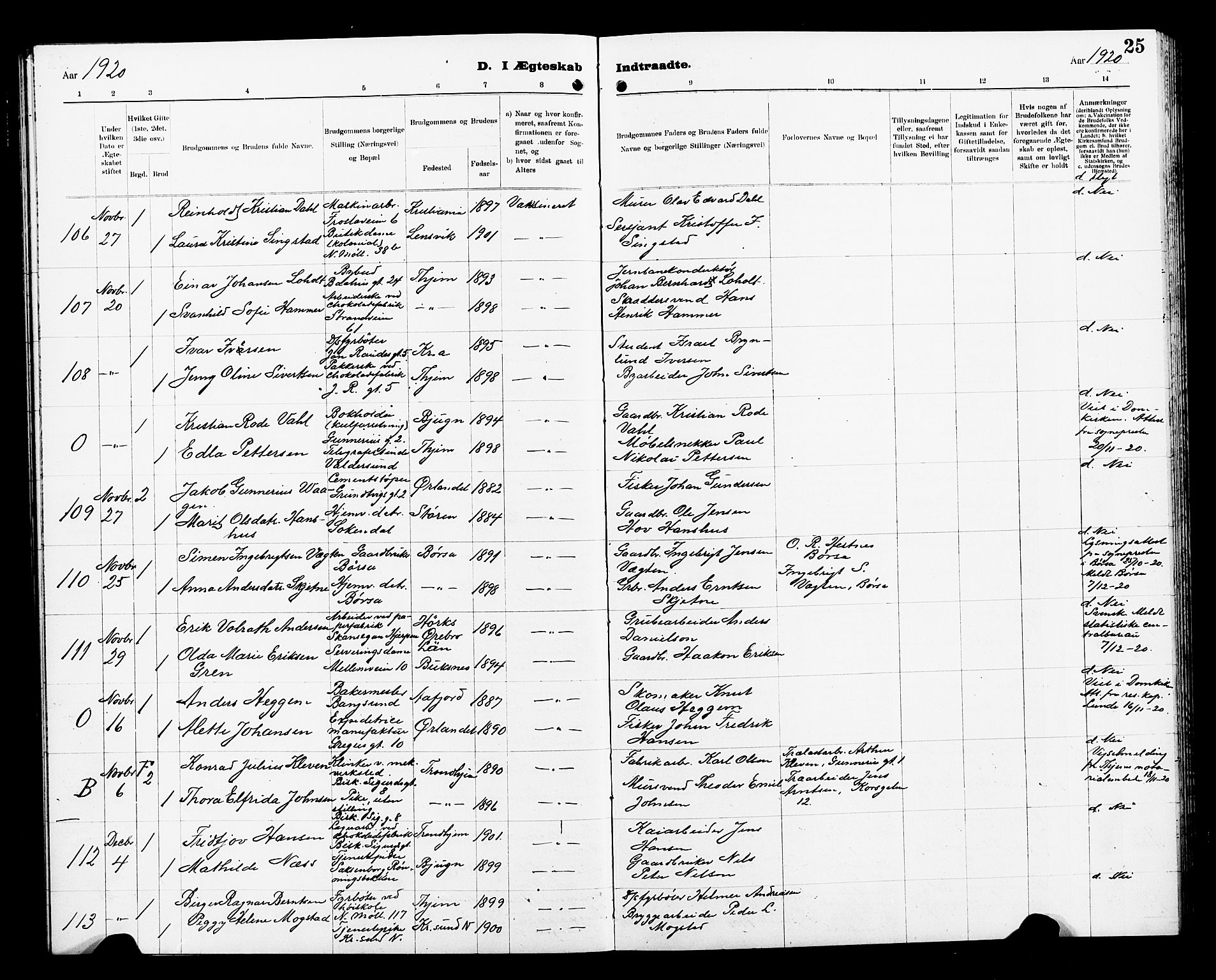 Ministerialprotokoller, klokkerbøker og fødselsregistre - Sør-Trøndelag, SAT/A-1456/605/L0257: Klokkerbok nr. 605C04, 1916-1922, s. 25