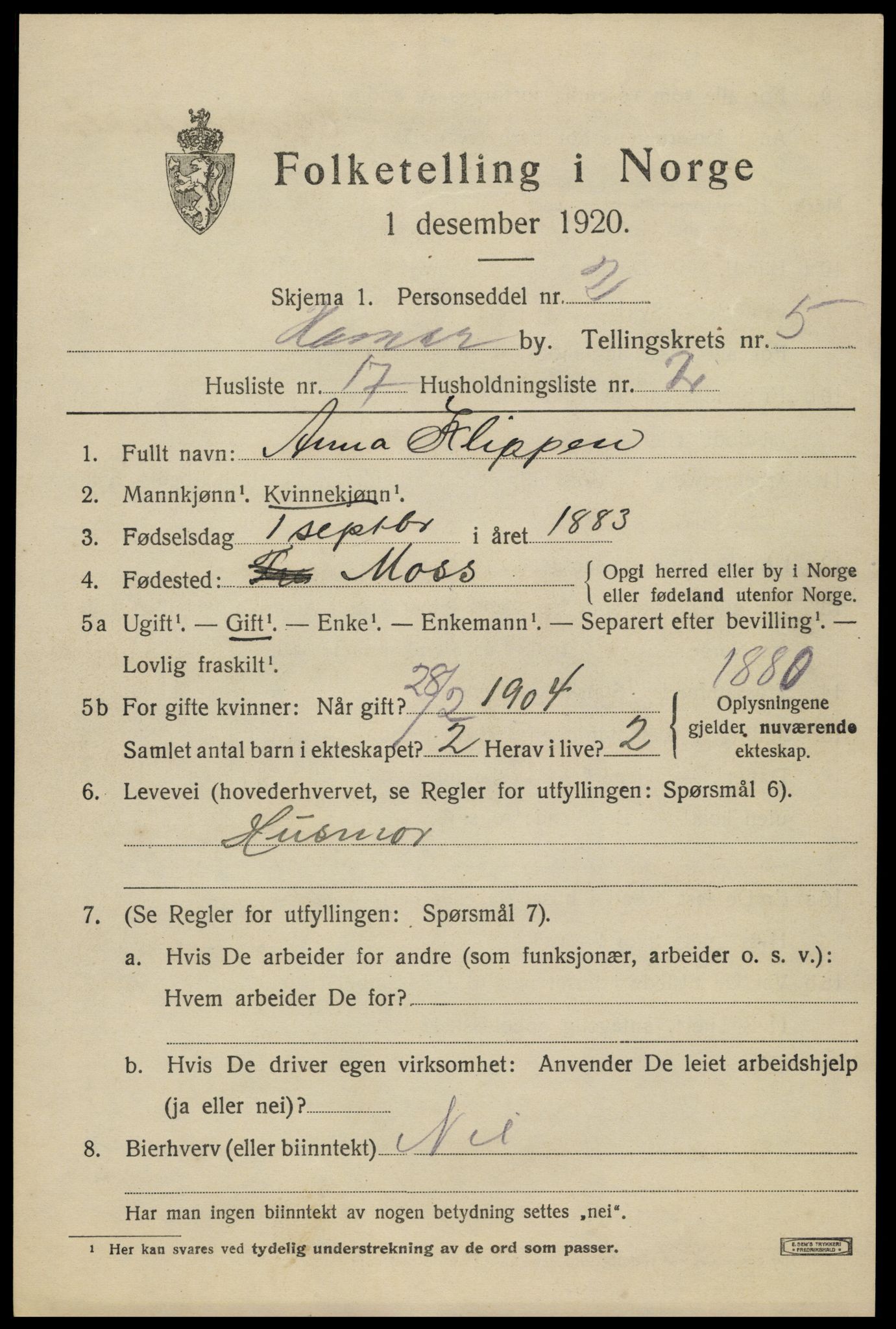 SAH, Folketelling 1920 for 0401 Hamar kjøpstad, 1920, s. 9783