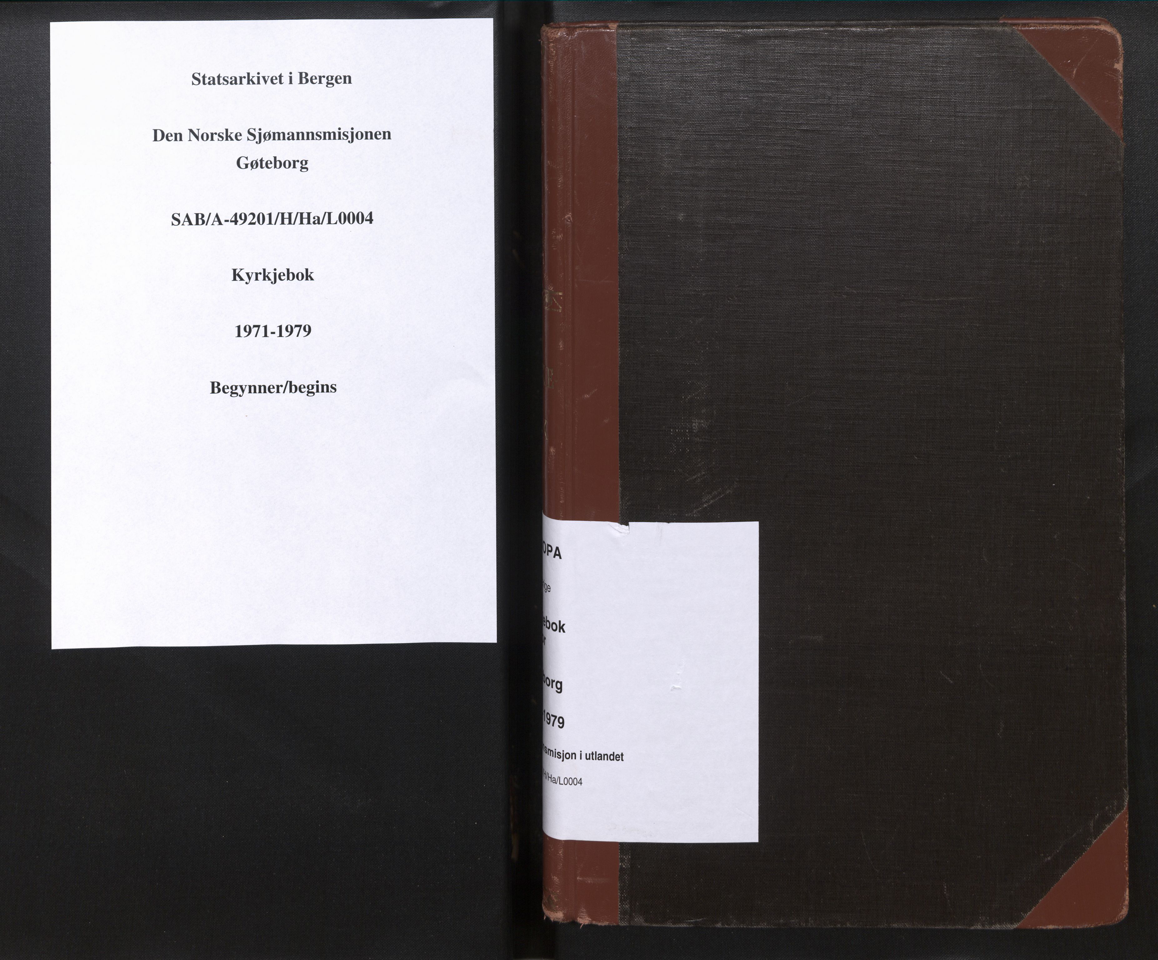 Den norske sjømannsmisjon i utlandet/Gøteborg, SAB/SAB/PA-0109/H/Ha/L0004: Ministerialbok nr. A 4, 1971-1979