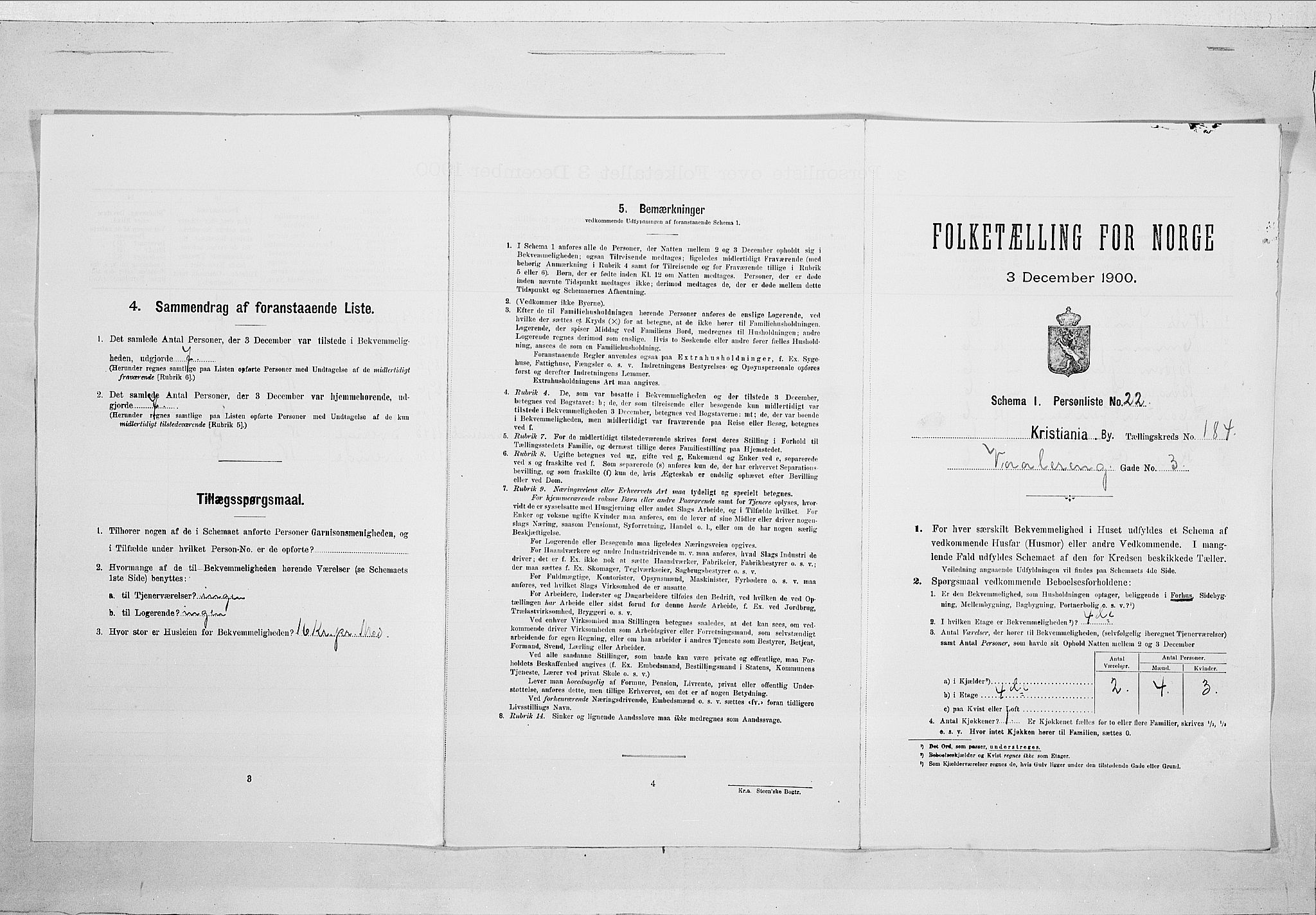 SAO, Folketelling 1900 for 0301 Kristiania kjøpstad, 1900, s. 109262