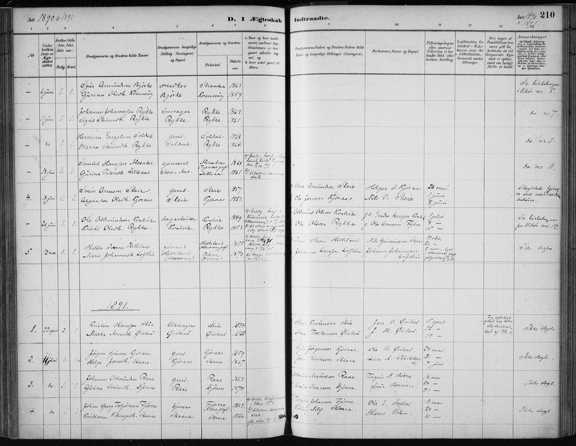 Kvam sokneprestembete, AV/SAB-A-76201/H/Haa: Ministerialbok nr. C  1, 1880-1906, s. 210