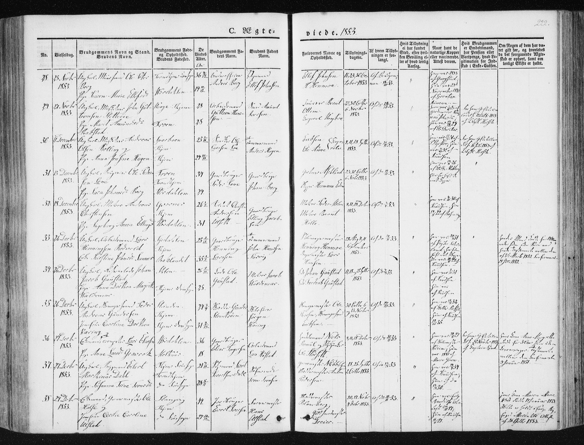 Ministerialprotokoller, klokkerbøker og fødselsregistre - Sør-Trøndelag, AV/SAT-A-1456/602/L0110: Ministerialbok nr. 602A08, 1840-1854, s. 222