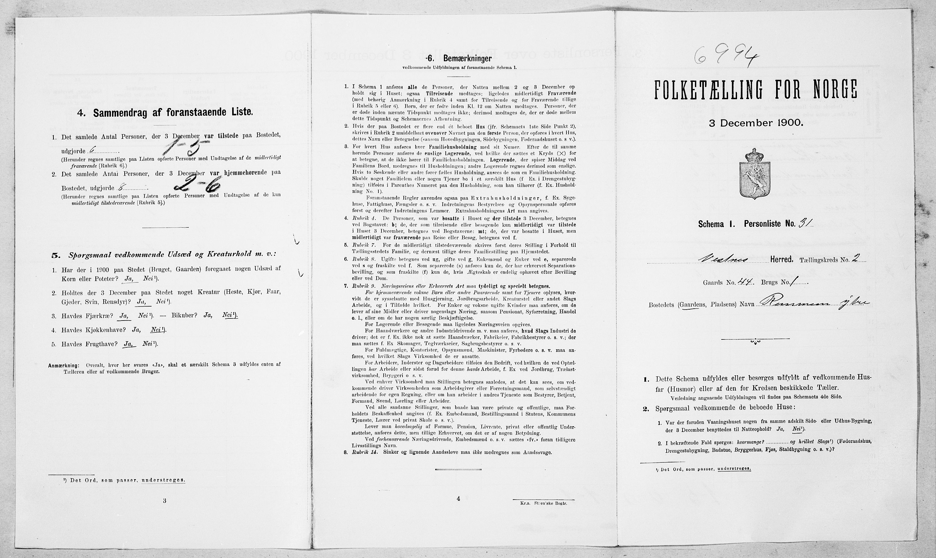 SAT, Folketelling 1900 for 1535 Vestnes herred, 1900, s. 225