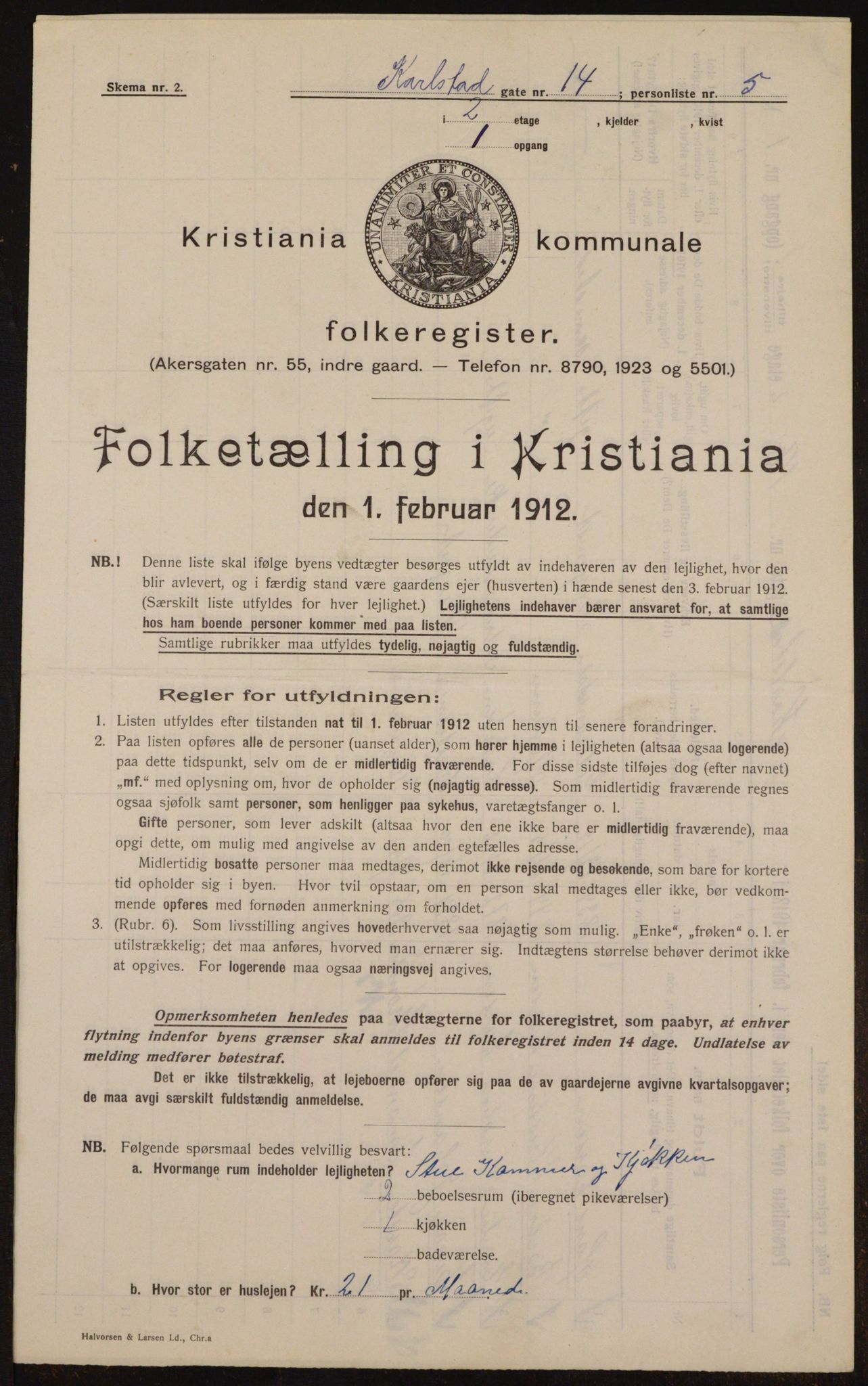 OBA, Kommunal folketelling 1.2.1912 for Kristiania, 1912, s. 49480