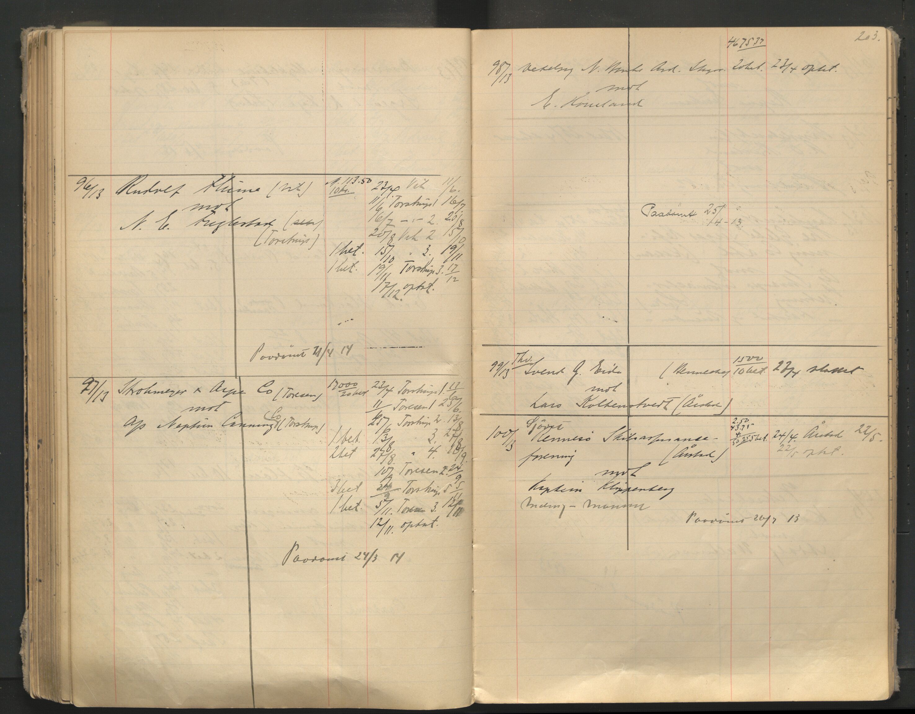 Stavanger byfogd, AV/SAST-A-101408/001/3/32/32A/L0005: Saksliste for Stavanger byting, 1910-1914, s. 202-203