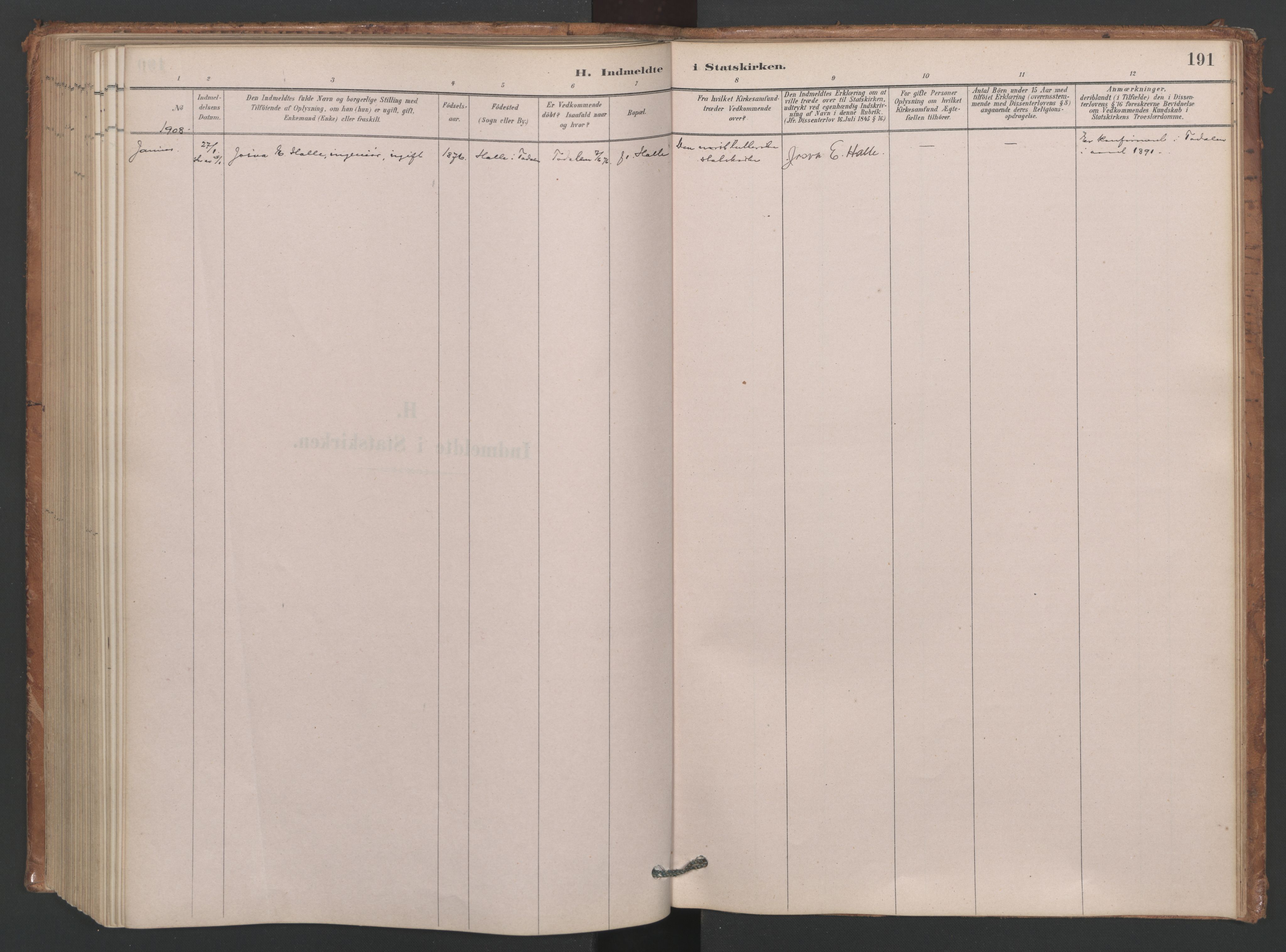 Ministerialprotokoller, klokkerbøker og fødselsregistre - Møre og Romsdal, AV/SAT-A-1454/593/L1034: Ministerialbok nr. 593A01, 1879-1911, s. 191