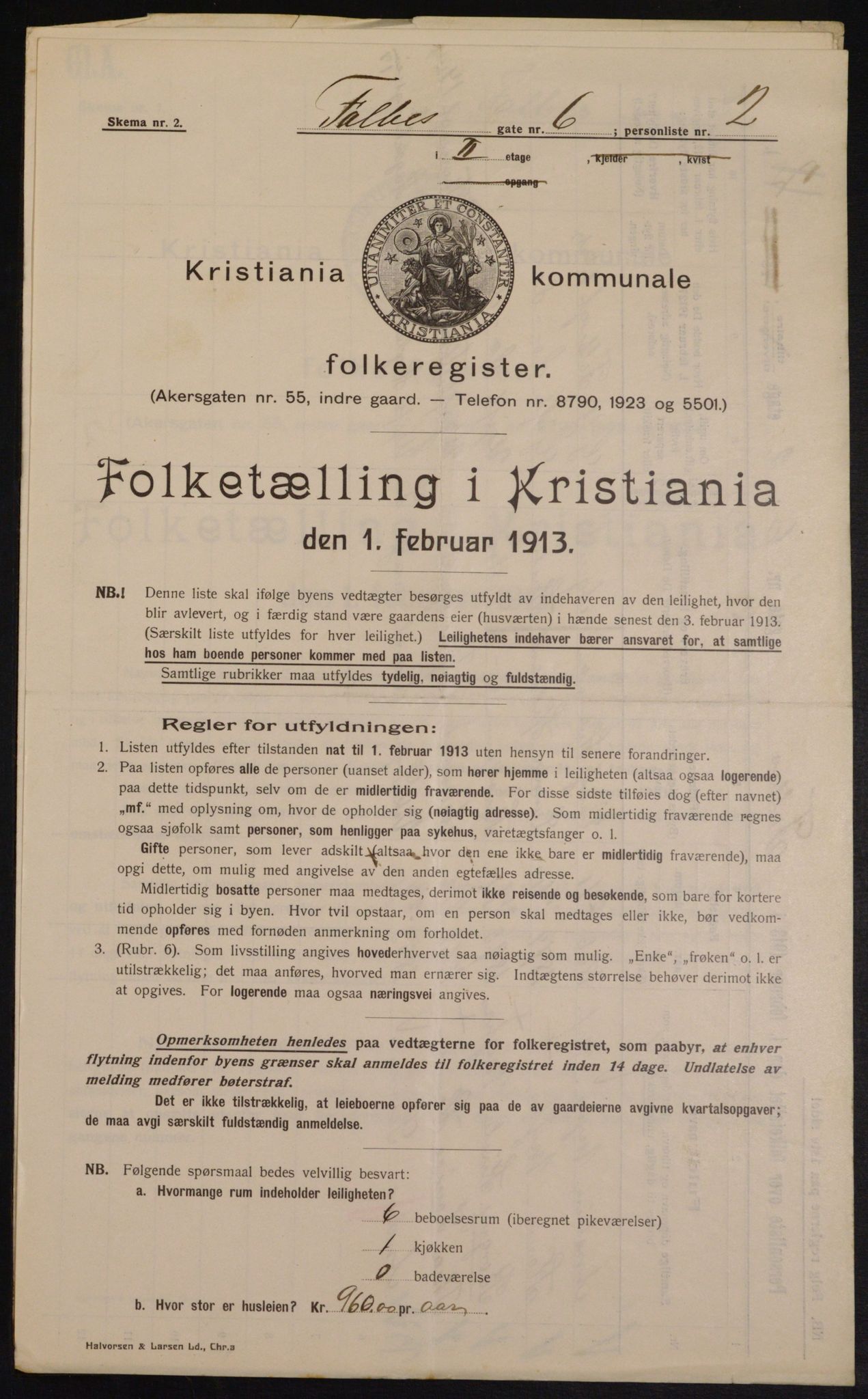 OBA, Kommunal folketelling 1.2.1913 for Kristiania, 1913, s. 23300