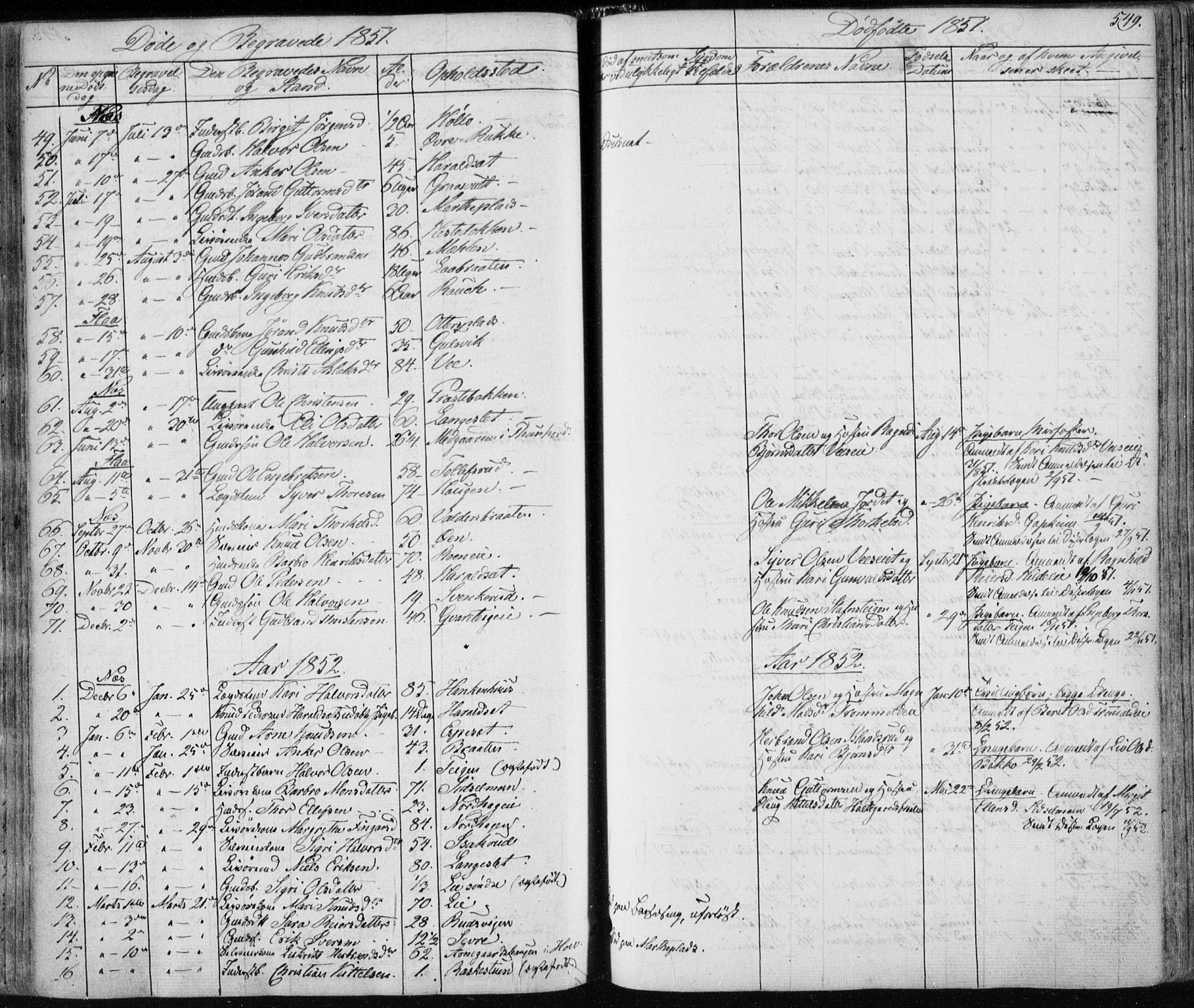 Nes kirkebøker, AV/SAKO-A-236/F/Fa/L0009: Ministerialbok nr. 9, 1834-1863, s. 549