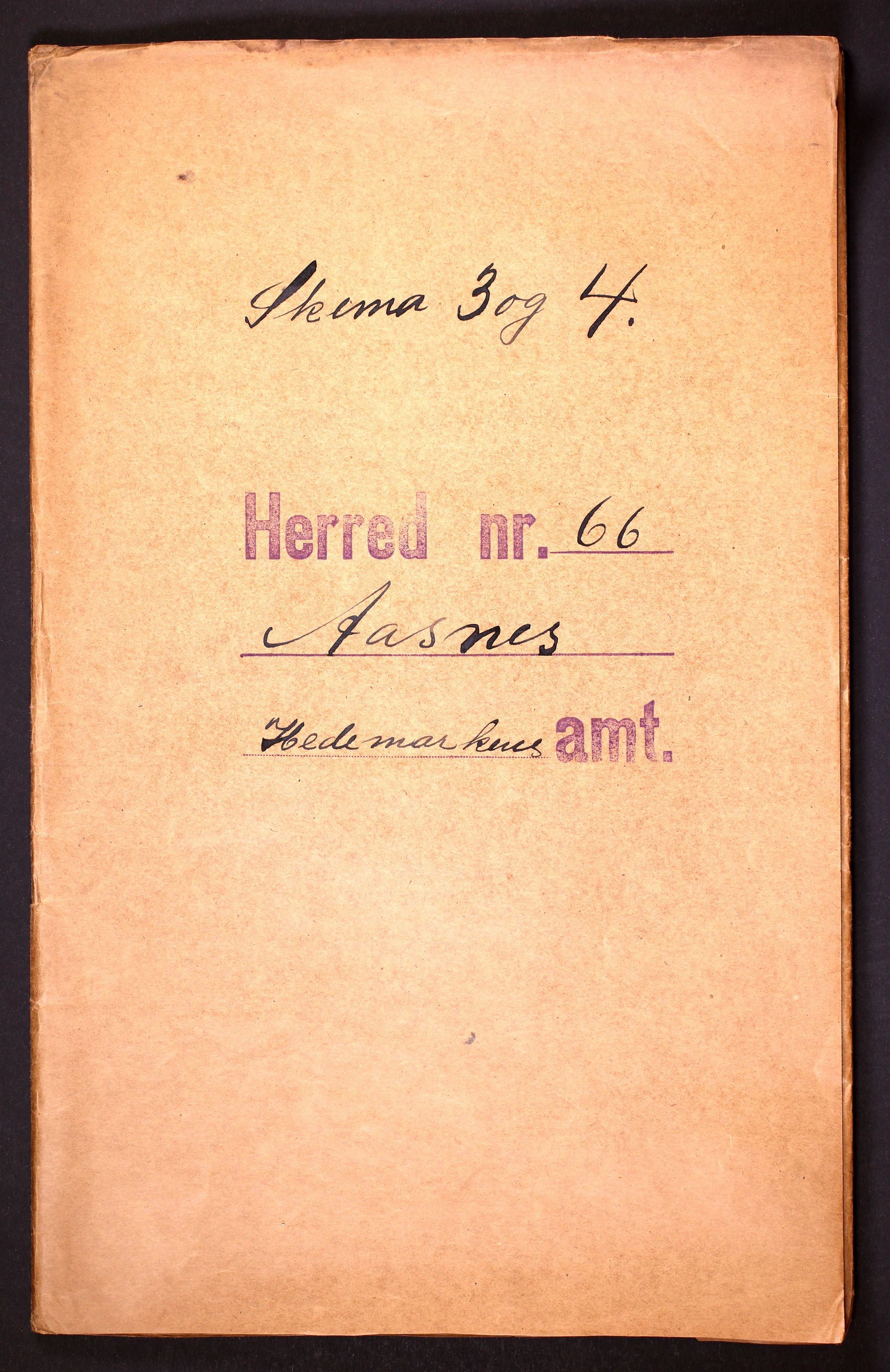 RA, Folketelling 1910 for 0425 Åsnes herred, 1910, s. 1