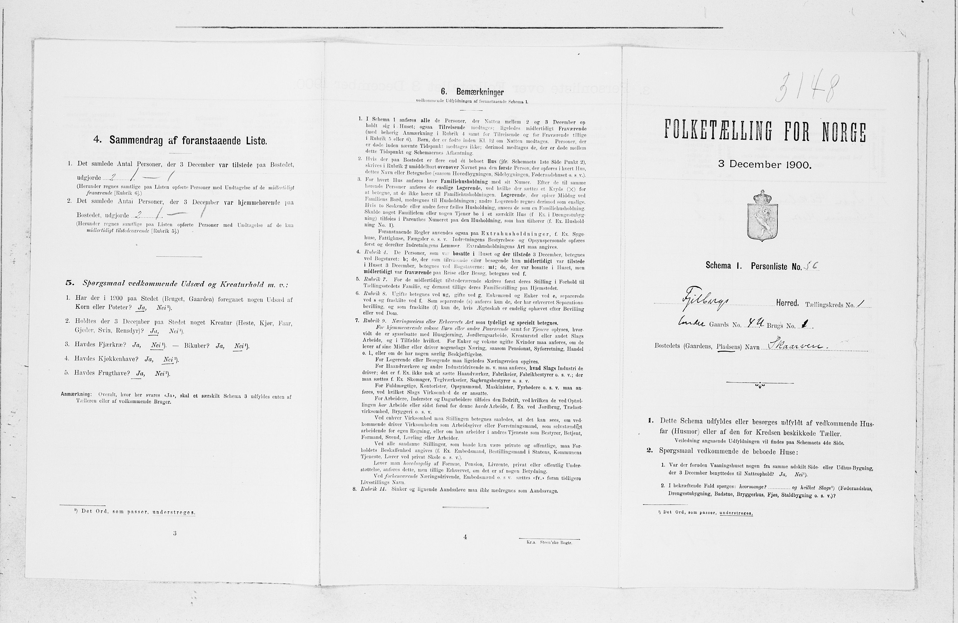 SAB, Folketelling 1900 for 1213 Fjelberg herred, 1900, s. 159