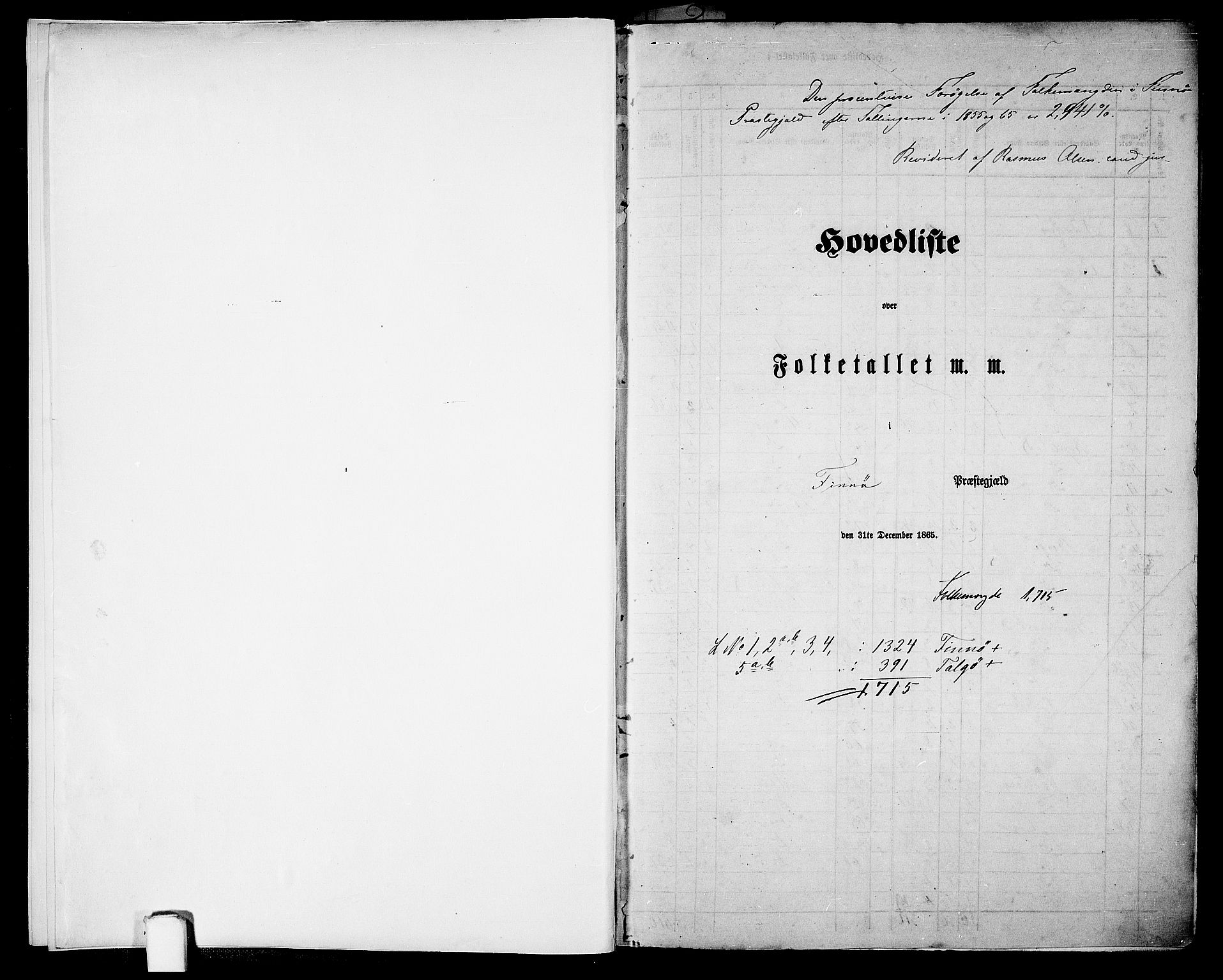 RA, Folketelling 1865 for 1141P Finnøy prestegjeld, 1865, s. 5