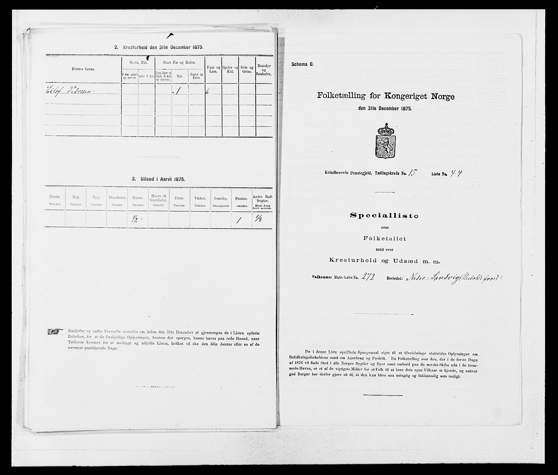 SAB, Folketelling 1875 for 1224P Kvinnherad prestegjeld, 1875, s. 1037