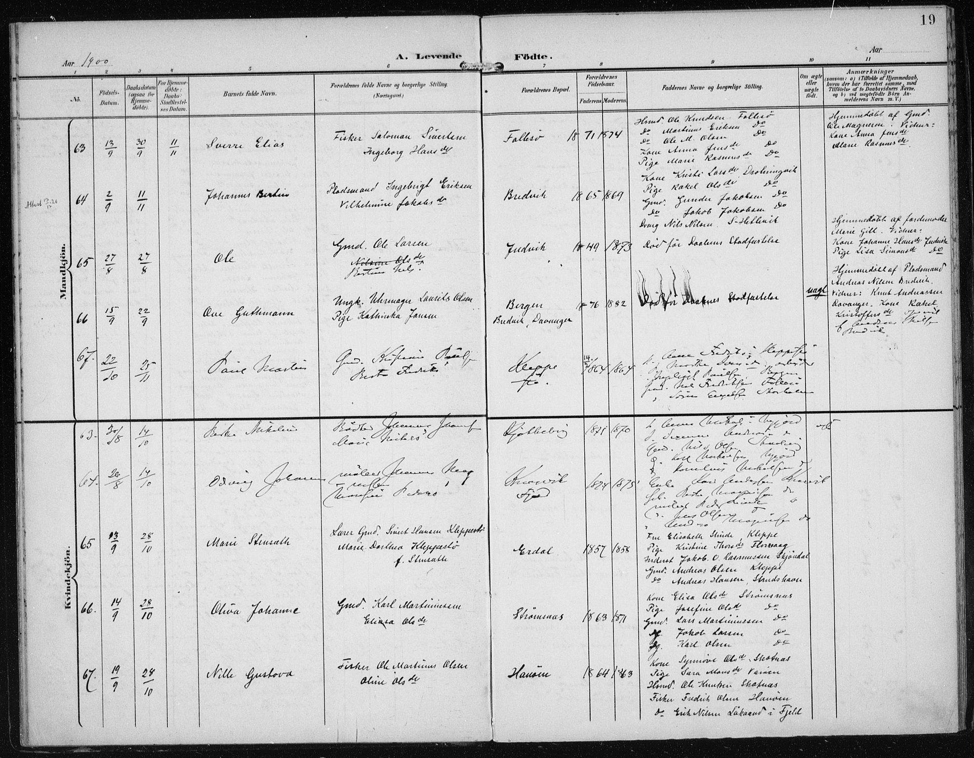 Askøy Sokneprestembete, AV/SAB-A-74101/H/Ha/Haa/Haac/L0001: Ministerialbok nr. C 1, 1899-1905, s. 19