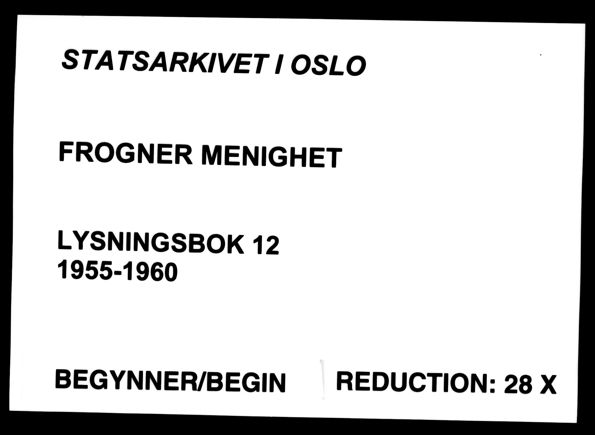 Frogner prestekontor Kirkebøker, AV/SAO-A-10886/H/Ha/L0012: Lysningsprotokoll nr. 12, 1955-1960