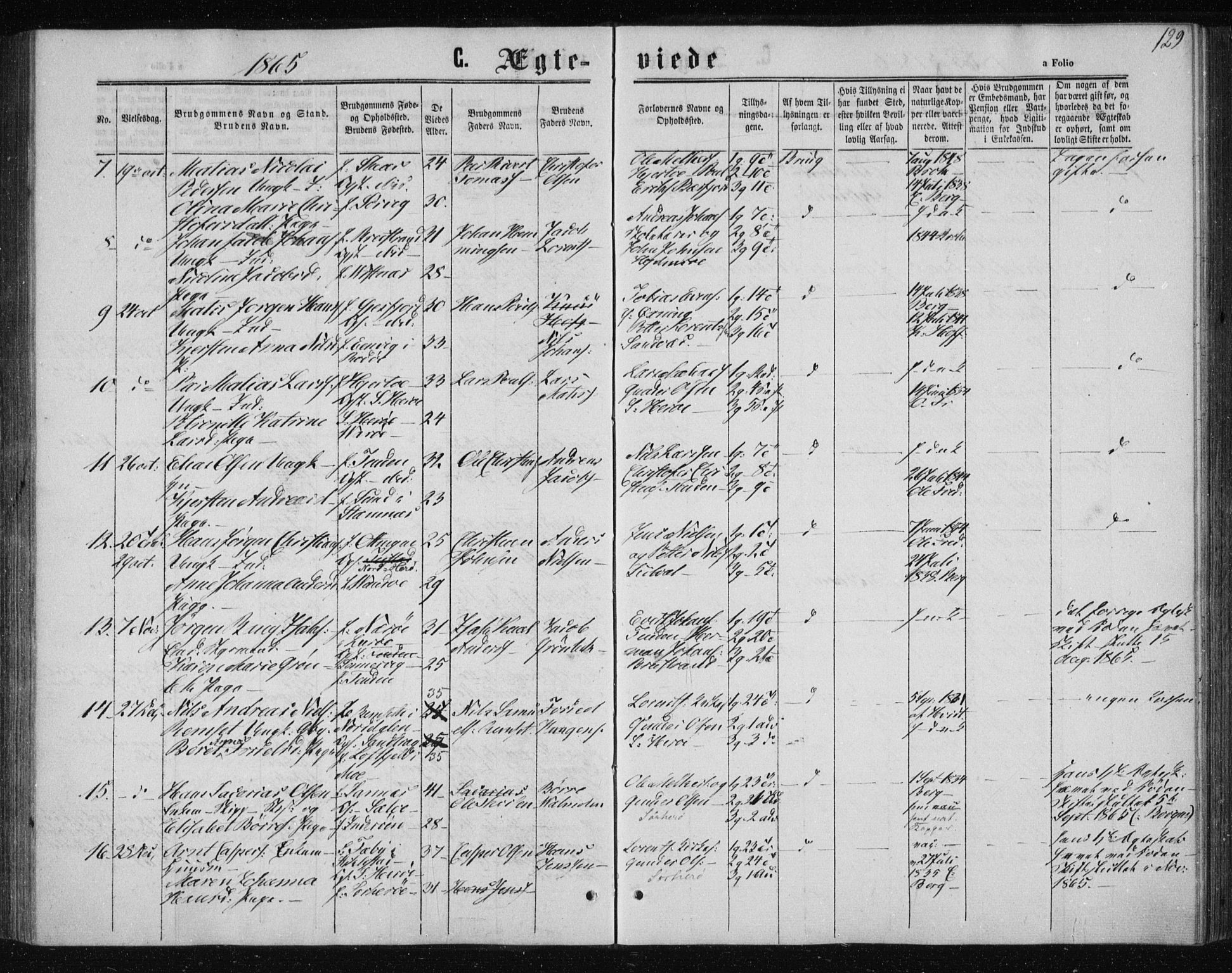 Ministerialprotokoller, klokkerbøker og fødselsregistre - Nordland, AV/SAT-A-1459/834/L0505: Ministerialbok nr. 834A03, 1862-1871, s. 129