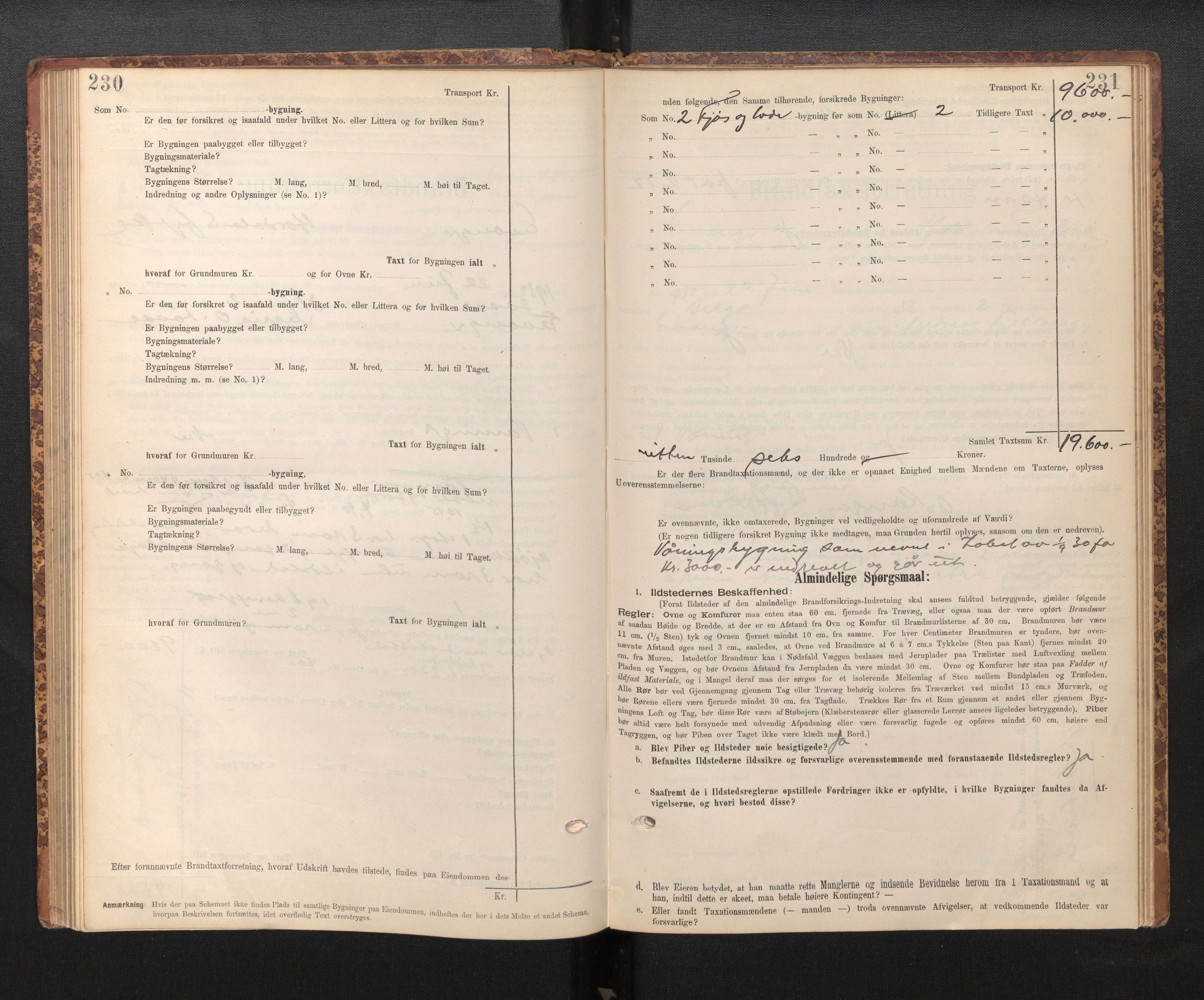 Lensmannen i Evanger, SAB/A-31701/0012/L0005: Branntakstprotokoll, skjematakst, 1895-1935, s. 230-231