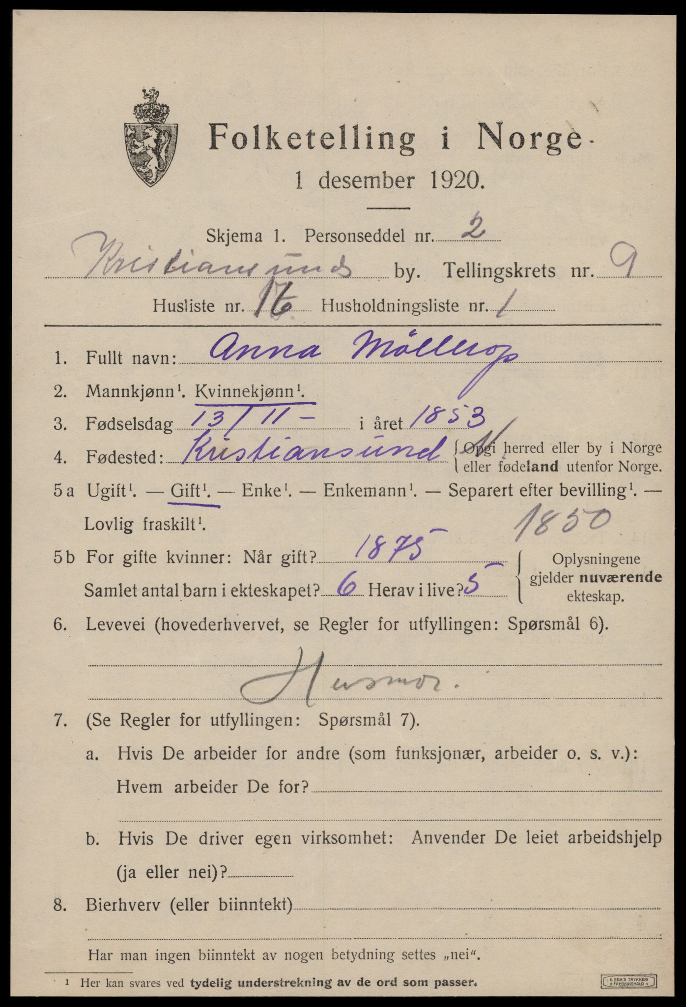 SAT, Folketelling 1920 for 1503 Kristiansund kjøpstad, 1920, s. 21807