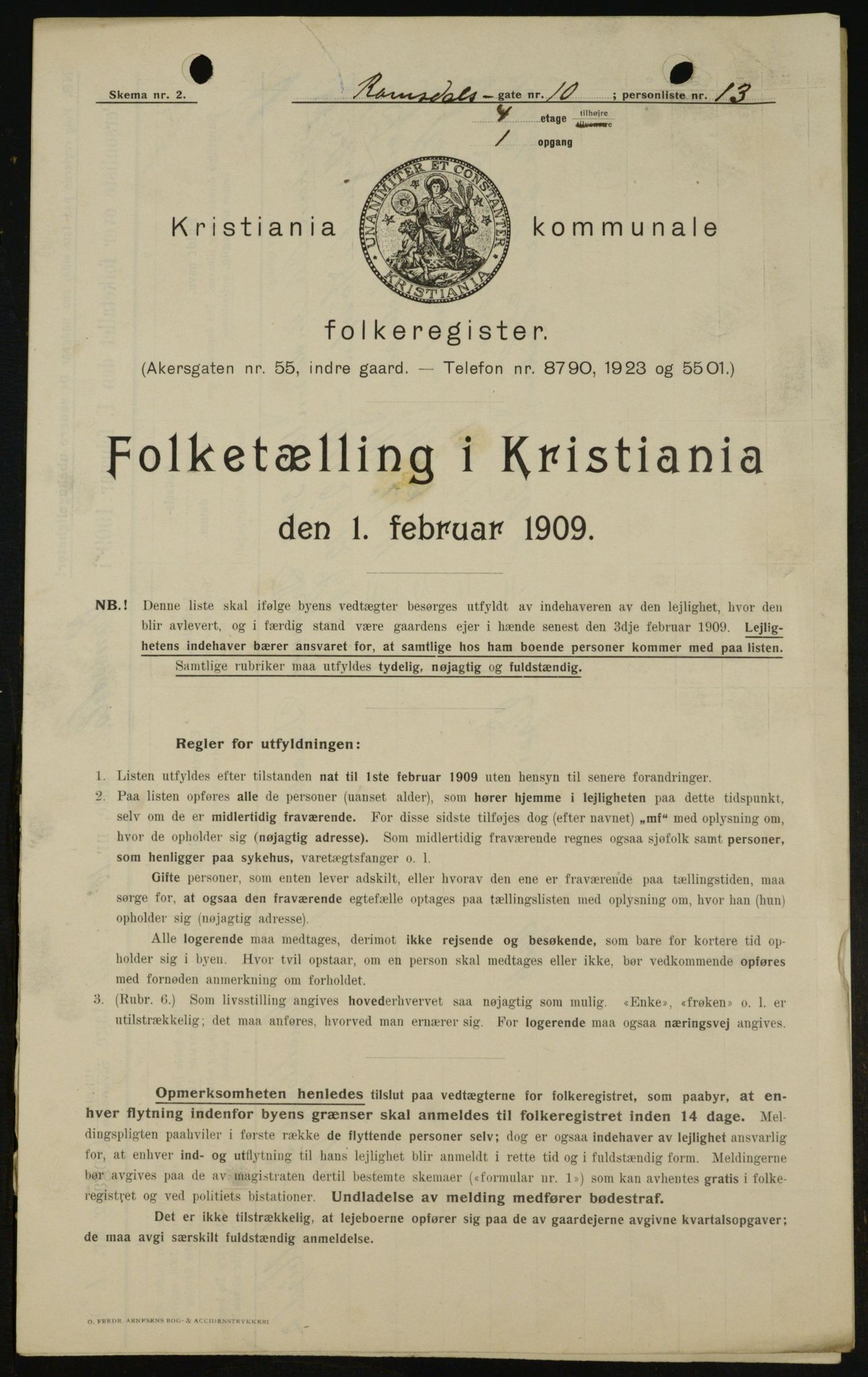 OBA, Kommunal folketelling 1.2.1909 for Kristiania kjøpstad, 1909, s. 75583