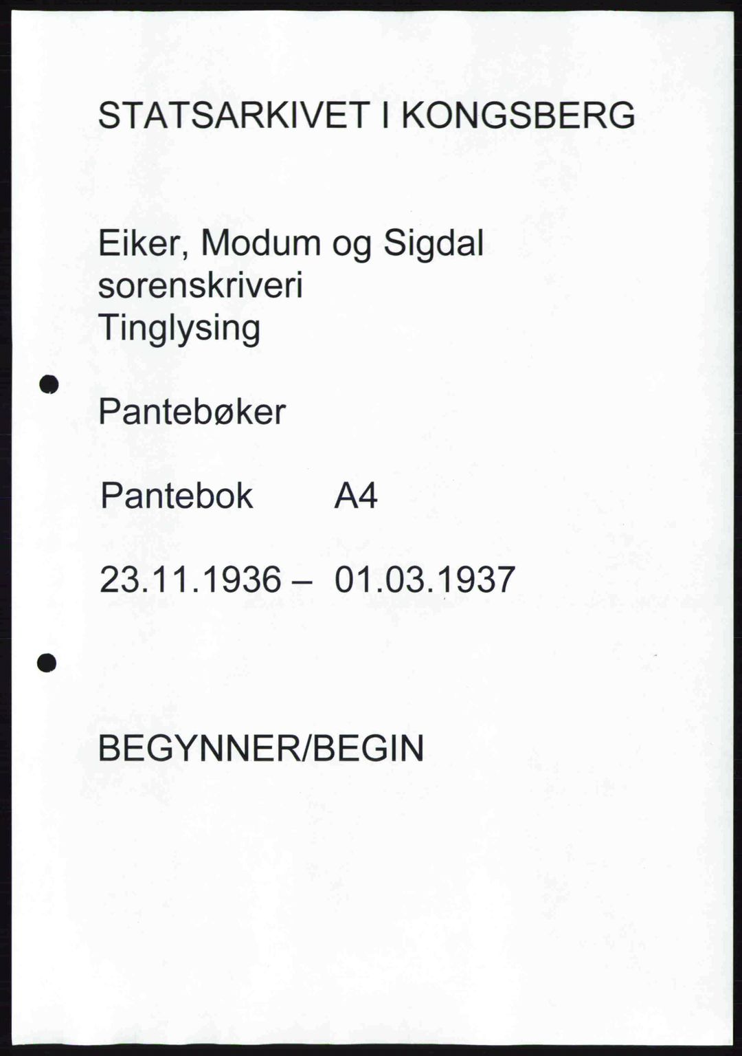 Eiker, Modum og Sigdal sorenskriveri, SAKO/A-123/G/Ga/Gab/L0034: Pantebok nr. A4, 1936-1937