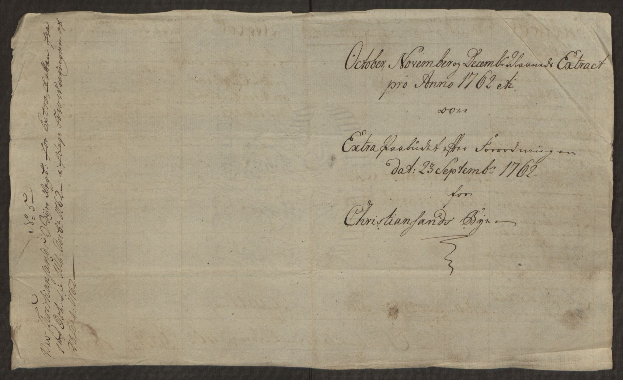 Rentekammeret inntil 1814, Reviderte regnskaper, Byregnskaper, RA/EA-4066/R/Rm/L0265/0001: [M6] Kontribusjonsregnskap / Ekstraskatt, 1762-1764, s. 69