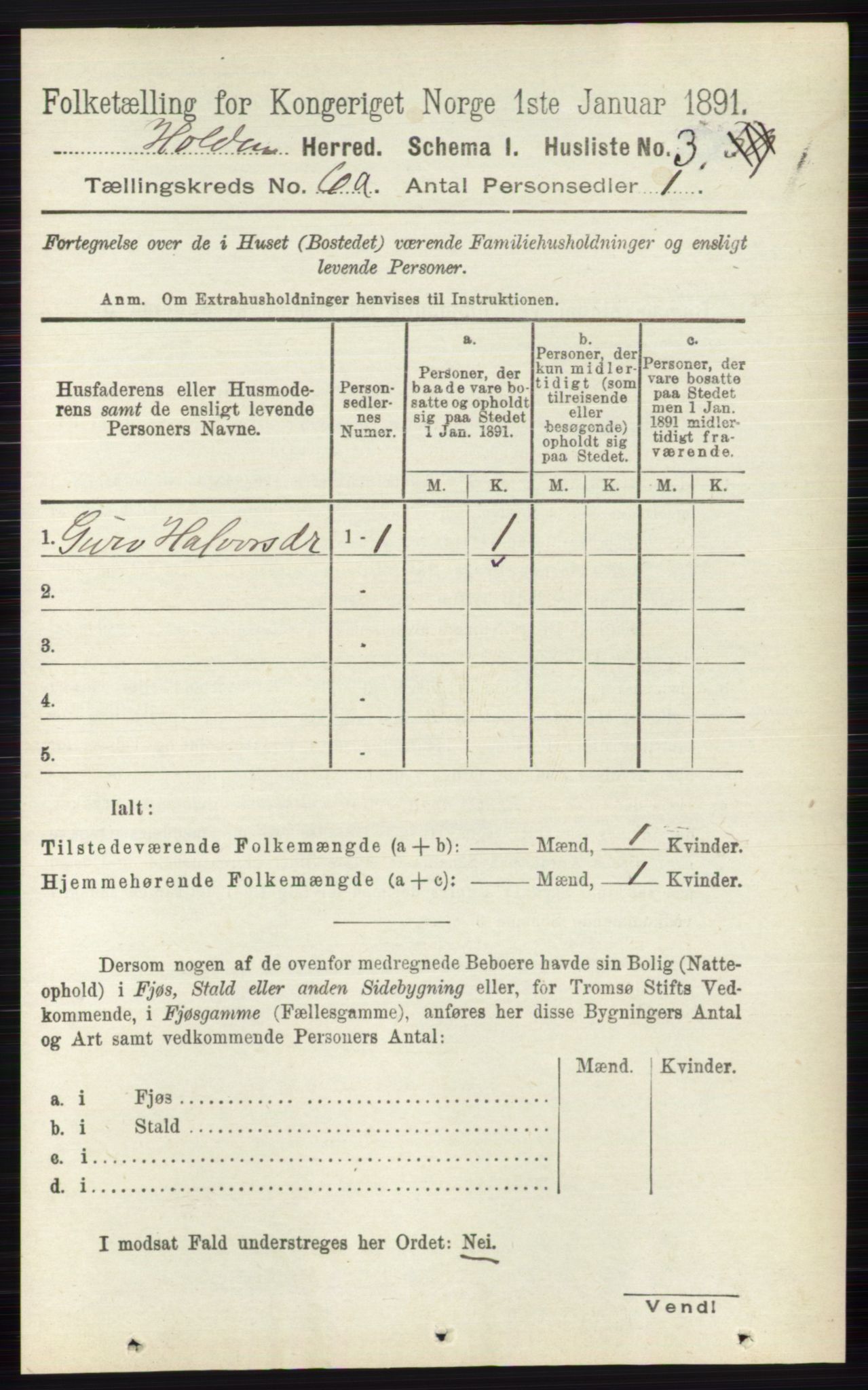 RA, Folketelling 1891 for 0819 Holla herred, 1891, s. 2814