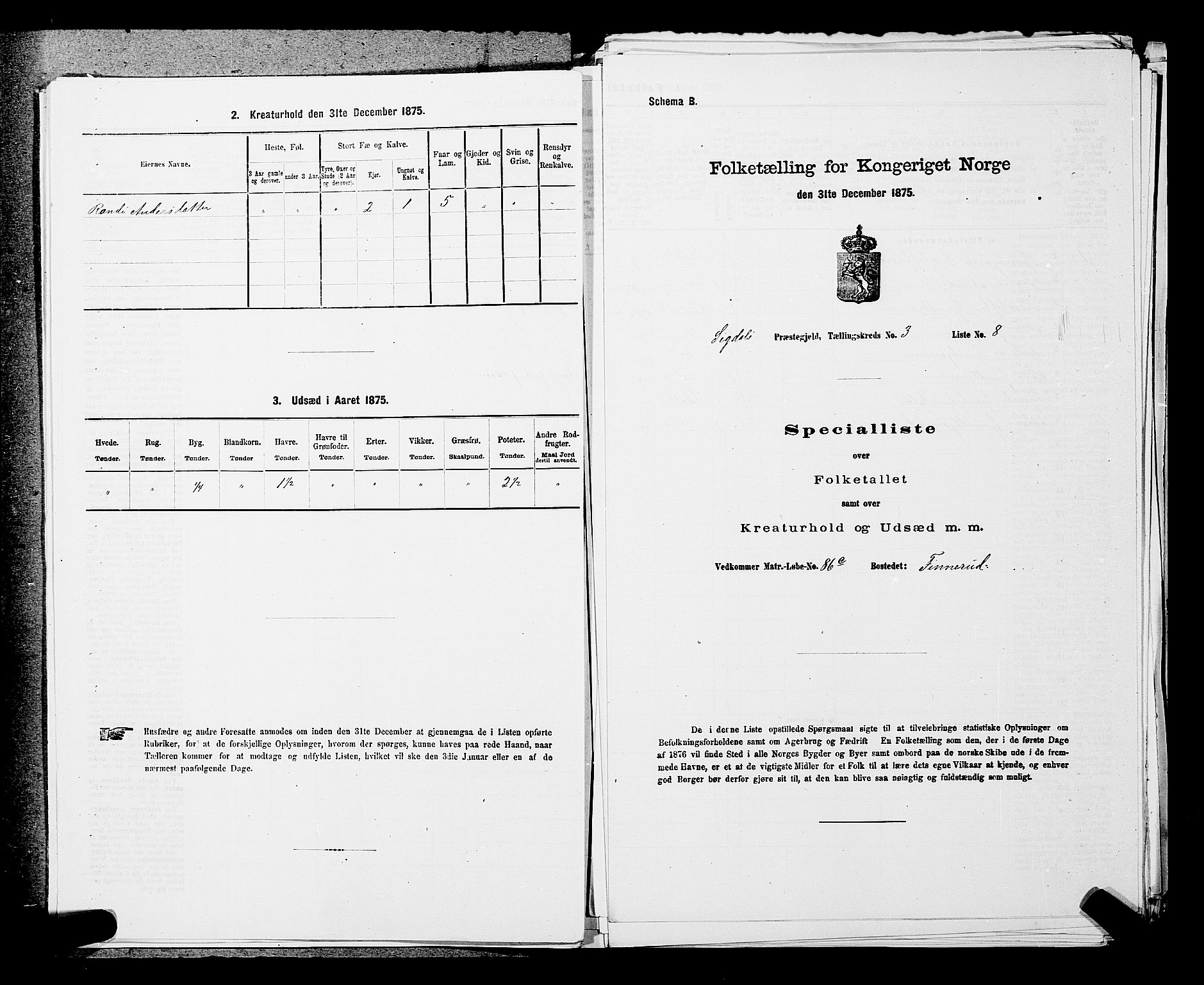 SAKO, Folketelling 1875 for 0621P Sigdal prestegjeld, 1875, s. 437