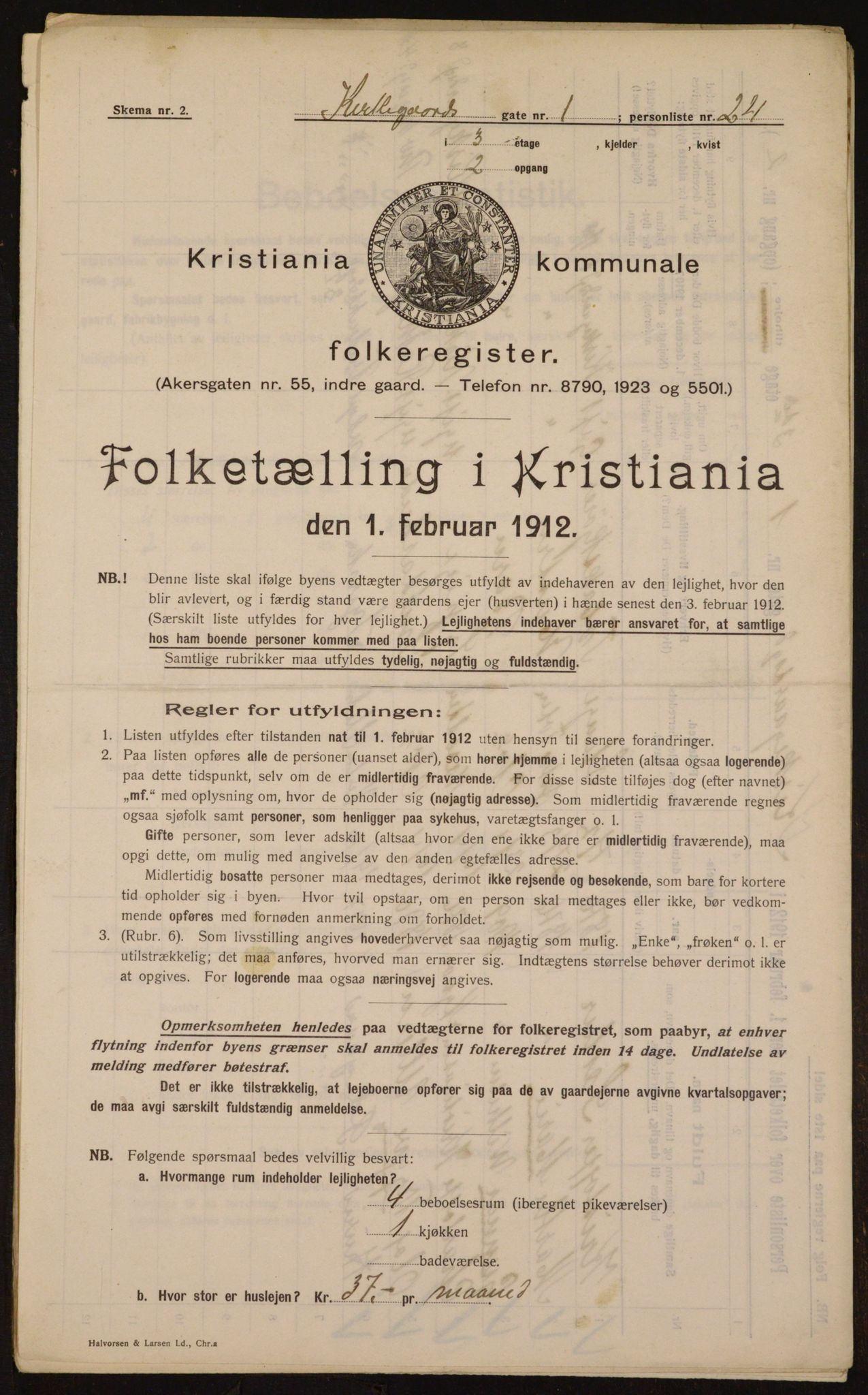 OBA, Kommunal folketelling 1.2.1912 for Kristiania, 1912, s. 50309