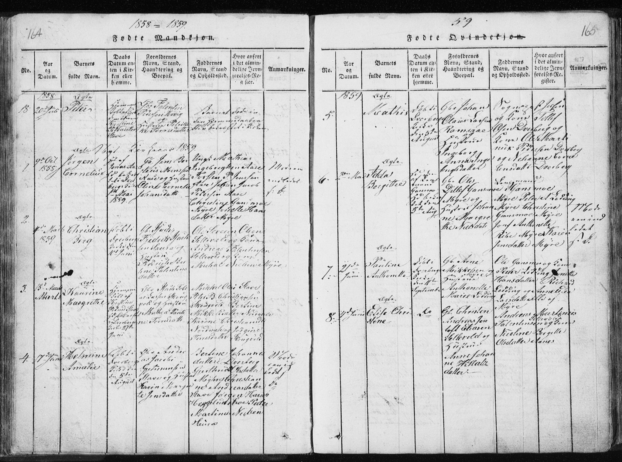 Ministerialprotokoller, klokkerbøker og fødselsregistre - Nordland, AV/SAT-A-1459/897/L1411: Klokkerbok nr. 897C01, 1820-1866, s. 164-165