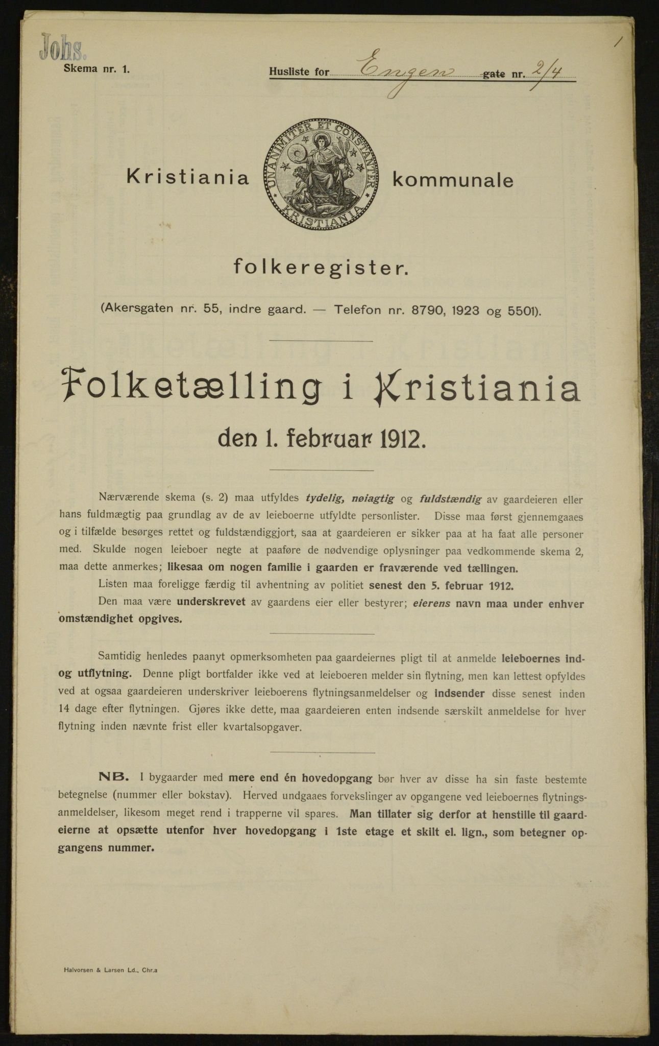 OBA, Kommunal folketelling 1.2.1912 for Kristiania, 1912, s. 21667