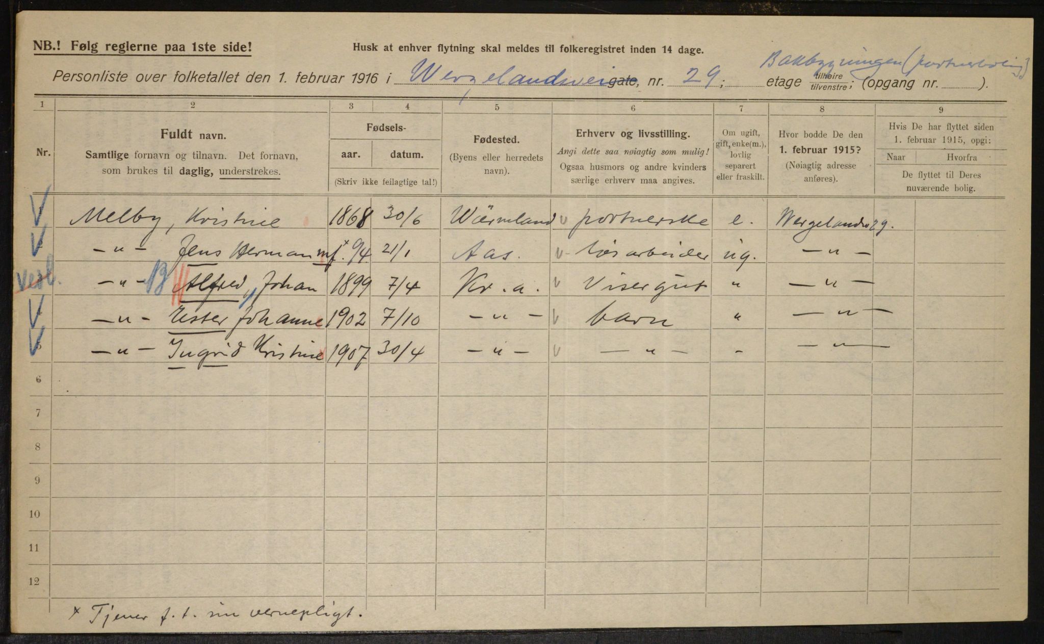 OBA, Kommunal folketelling 1.2.1916 for Kristiania, 1916, s. 131569