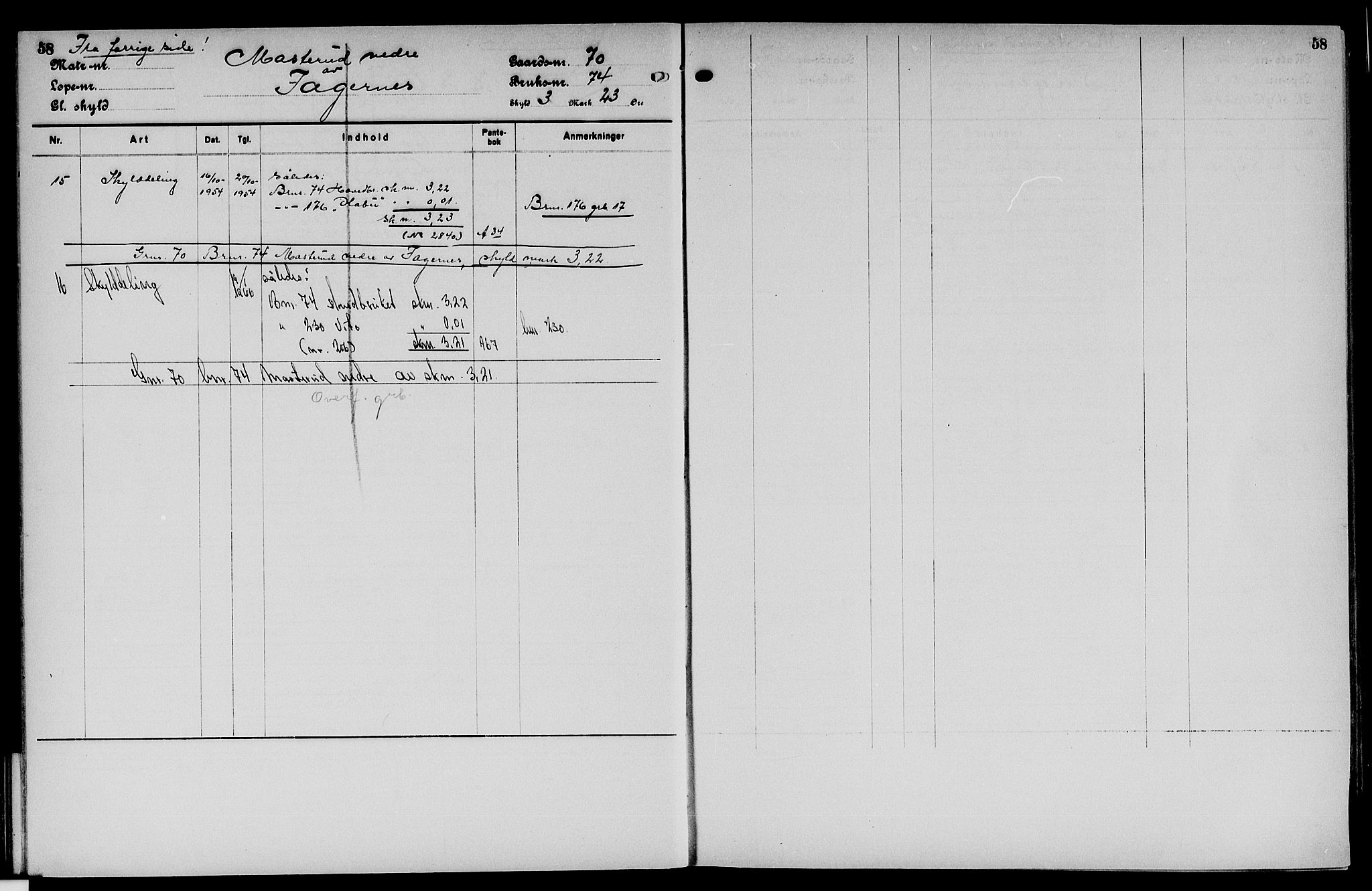 Vinger og Odal sorenskriveri, SAH/TING-022/H/Ha/Hac/Hacc/L0012: Panteregister nr. 3.12, 1923, s. 58