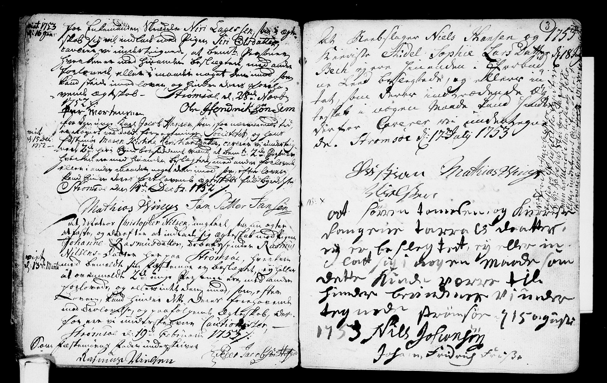 Strømsø kirkebøker, SAKO/A-246/H/Hb/L0001: Forlovererklæringer nr. 1, 1752-1815, s. 3