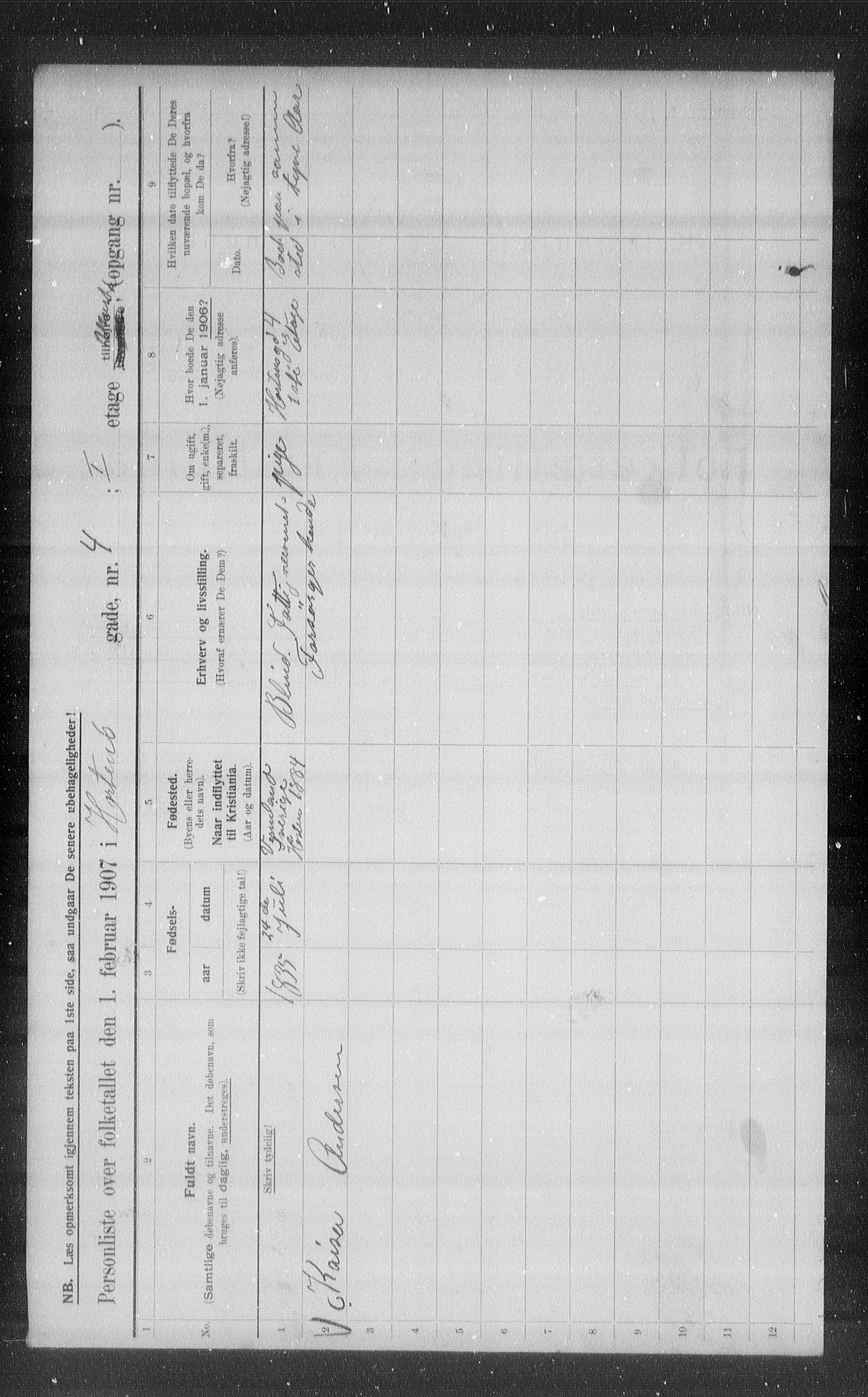 OBA, Kommunal folketelling 1.2.1907 for Kristiania kjøpstad, 1907, s. 21261