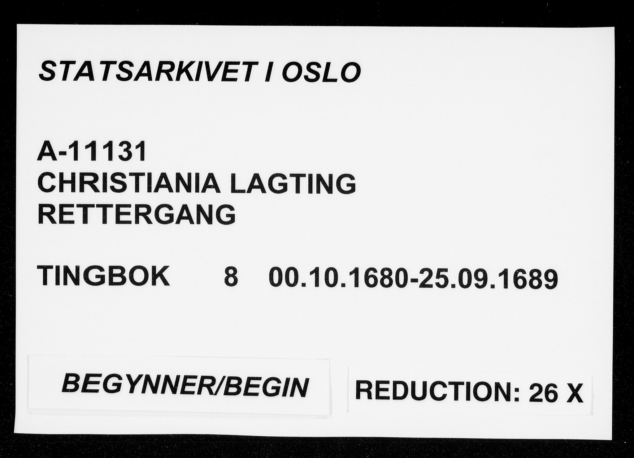 Christiania lagting, SAO/A-11131/F/Fa/L0008: Tingbok, 1680-1689