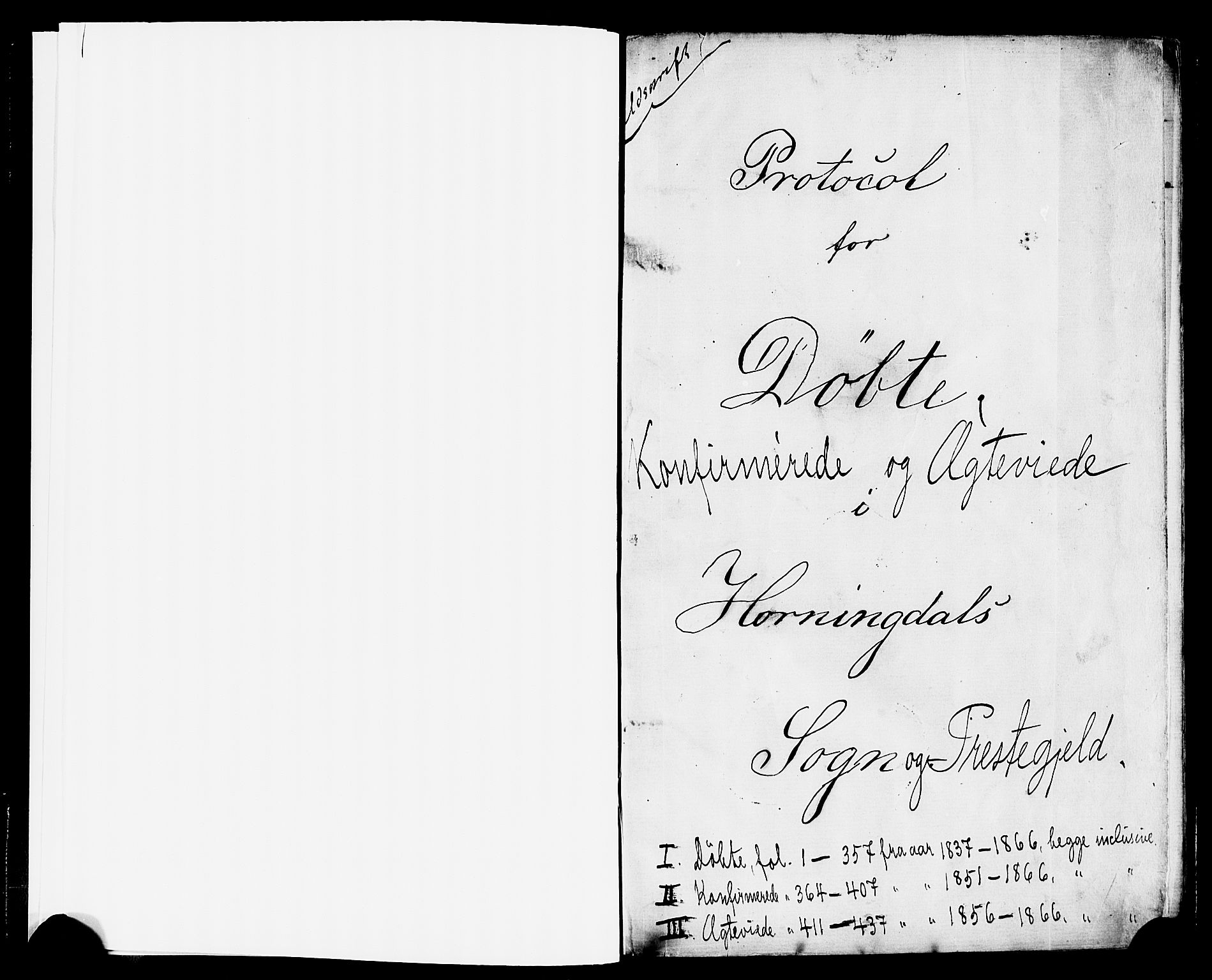 Hornindal sokneprestembete, SAB/A-82401/H/Haa/Haaa/L0001: Ministerialbok nr. A 1, 1837-1866