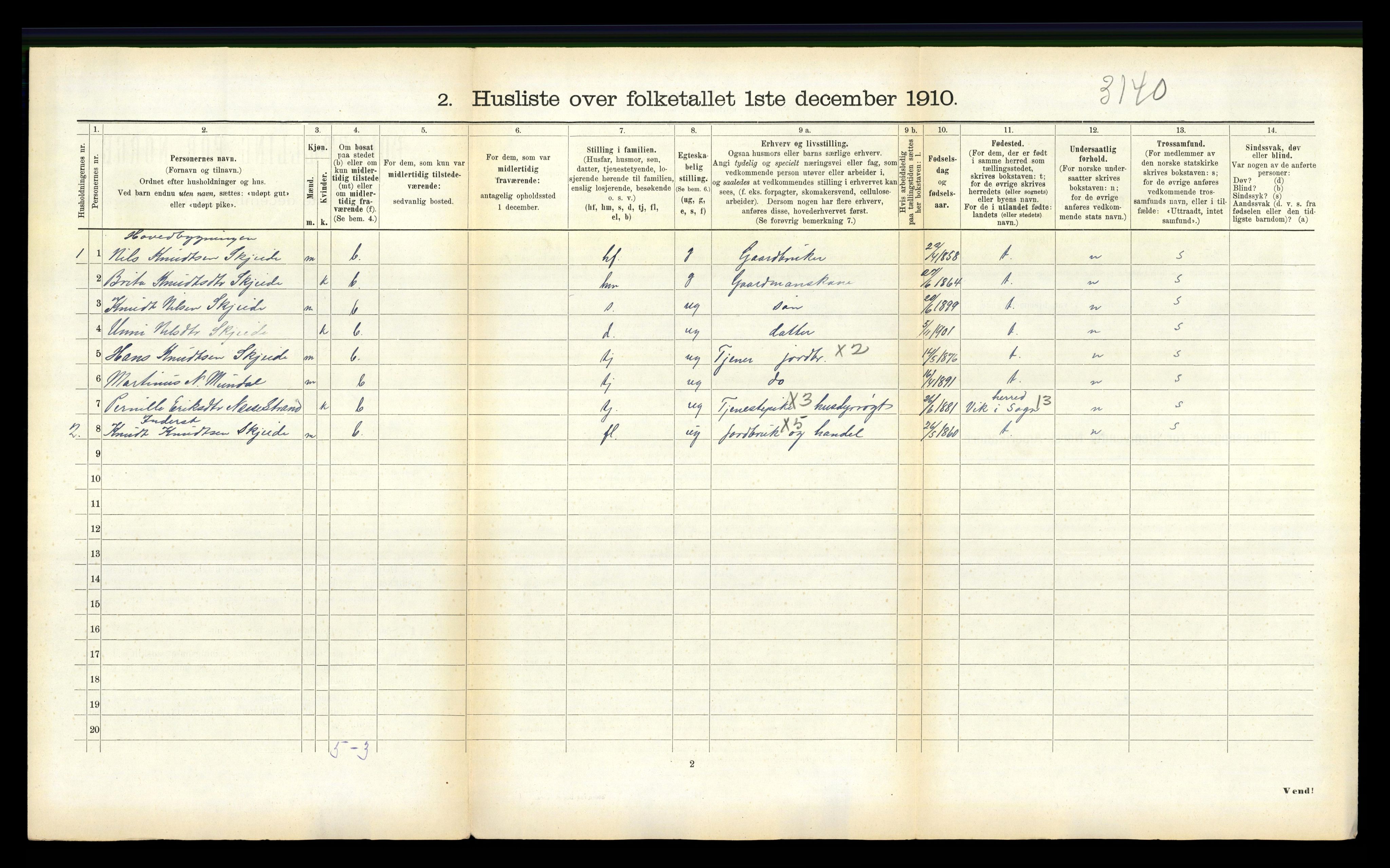 RA, Folketelling 1910 for 1418 Balestrand herred, 1910, s. 699