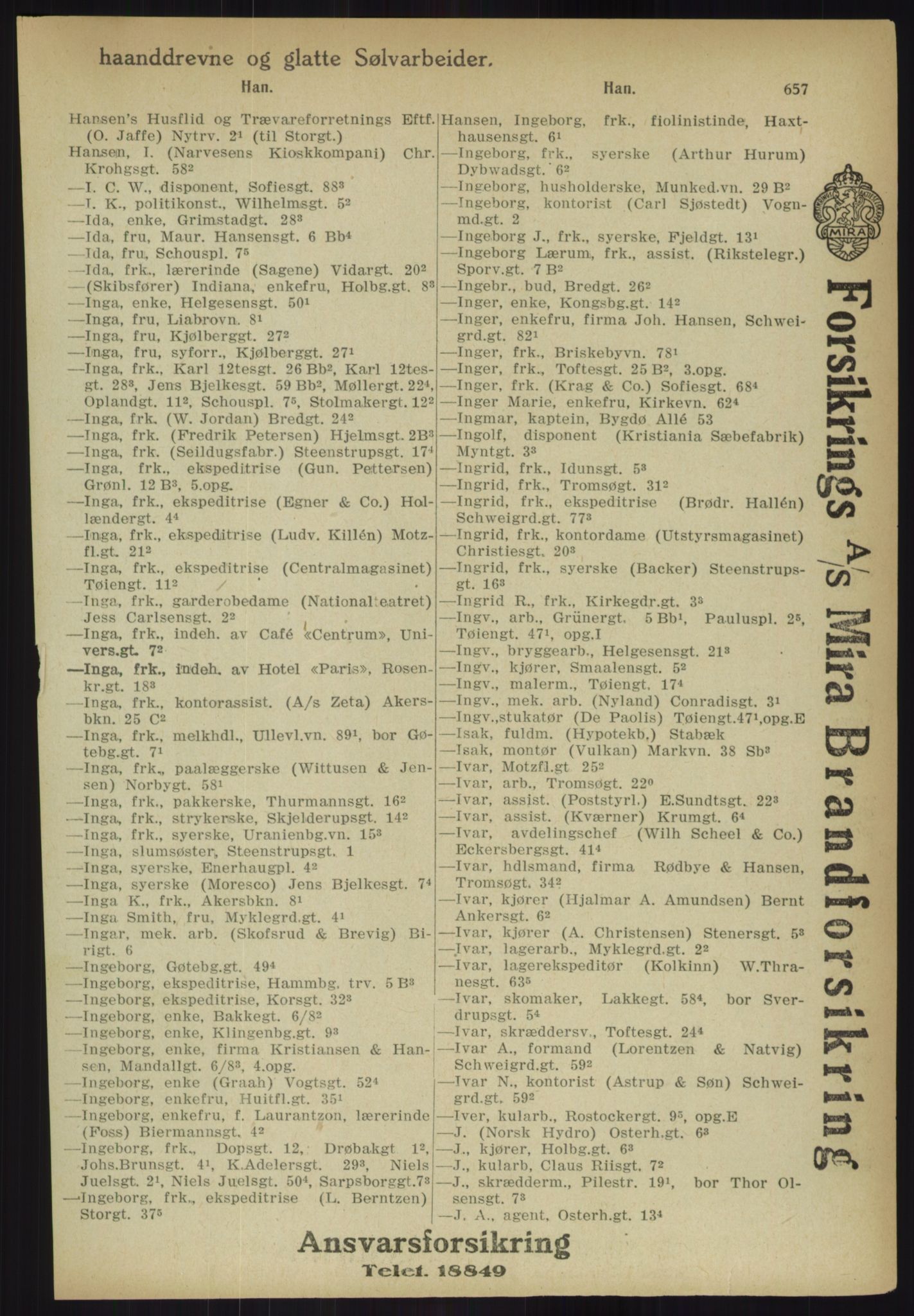 Kristiania/Oslo adressebok, PUBL/-, 1918, s. 682