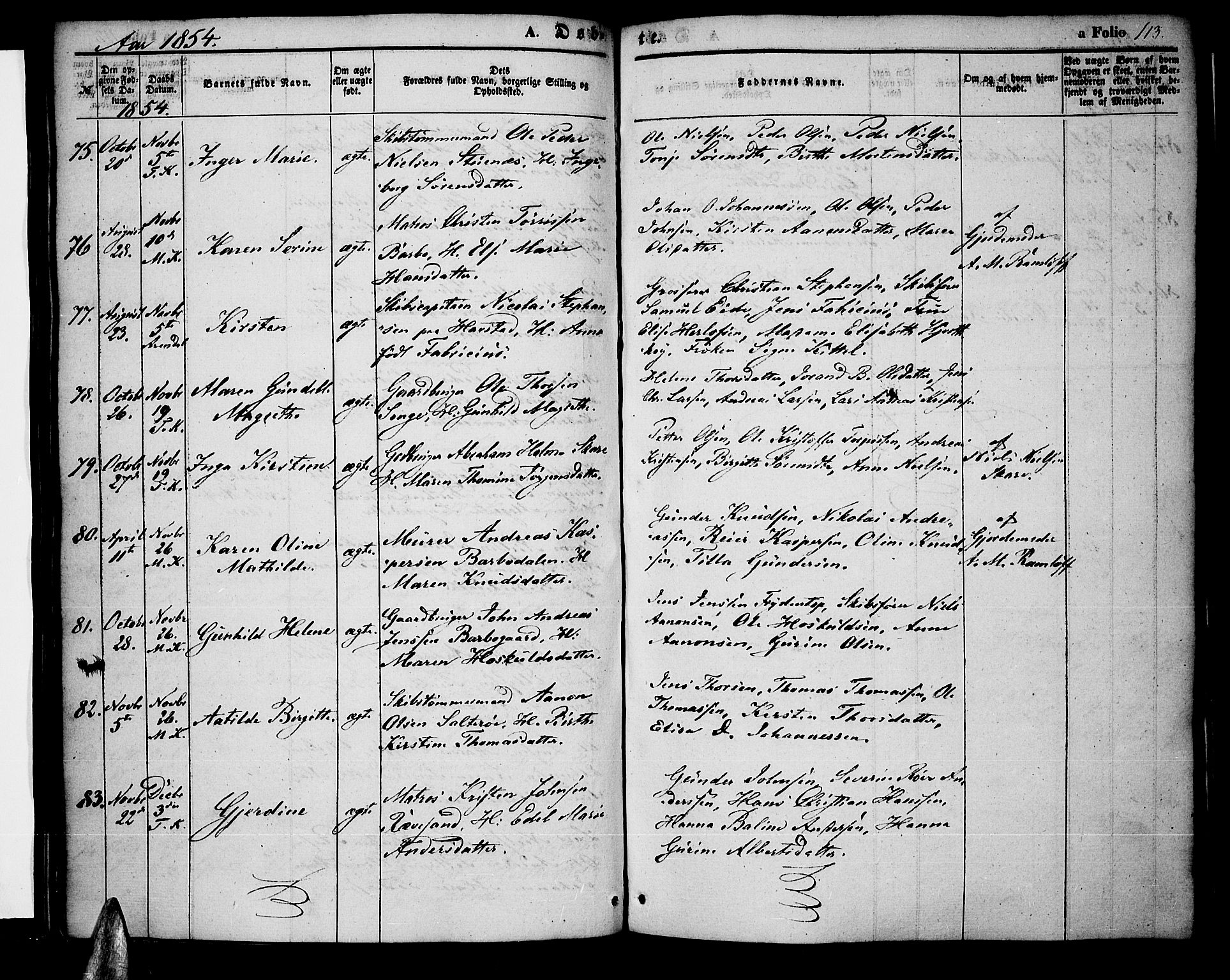 Tromøy sokneprestkontor, AV/SAK-1111-0041/F/Fa/L0005: Ministerialbok nr. A 5, 1847-1856, s. 113