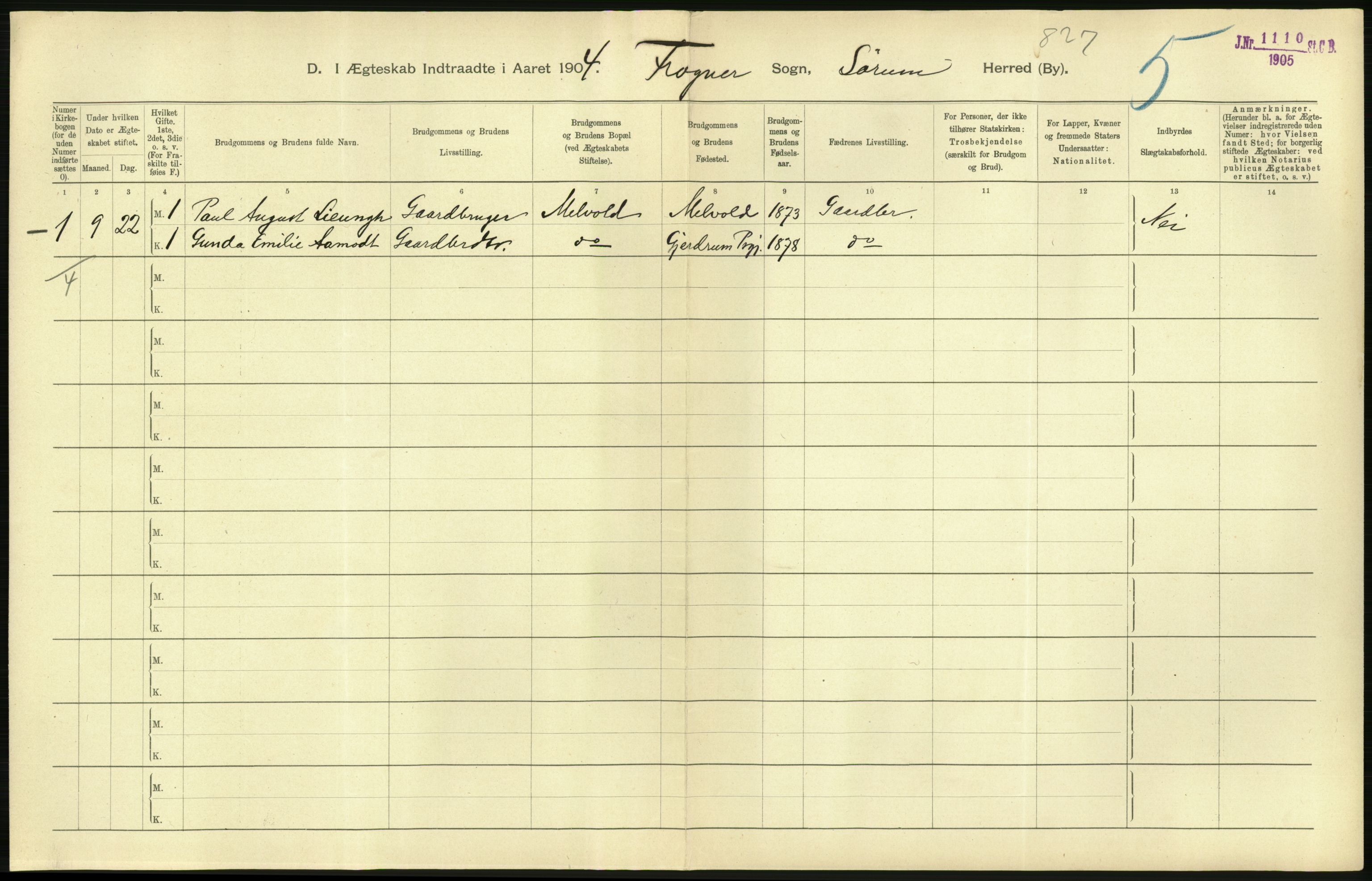 Statistisk sentralbyrå, Sosiodemografiske emner, Befolkning, AV/RA-S-2228/D/Df/Dfa/Dfab/L0002: Akershus amt: Fødte, gifte, døde, 1904, s. 498