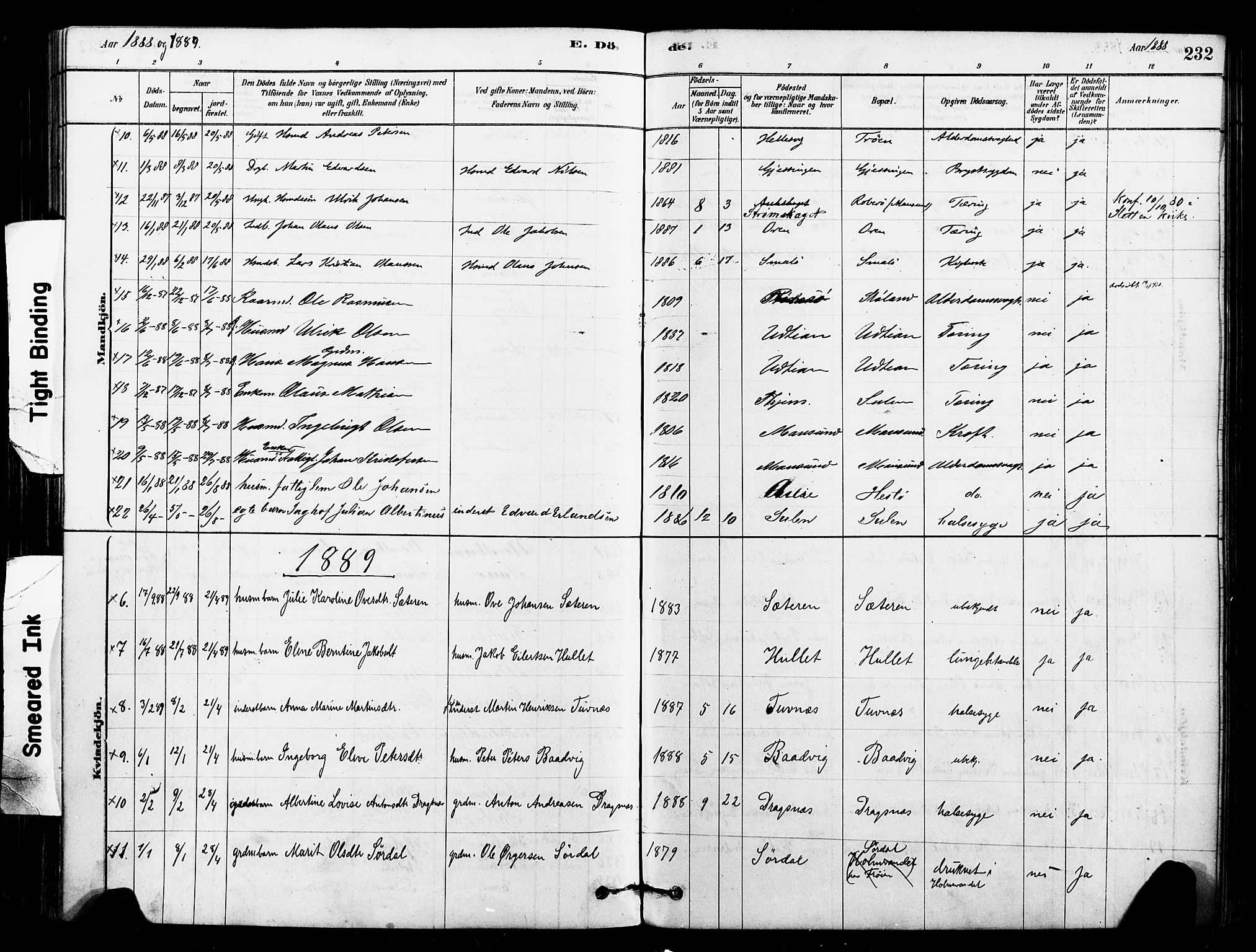 Ministerialprotokoller, klokkerbøker og fødselsregistre - Sør-Trøndelag, AV/SAT-A-1456/640/L0578: Ministerialbok nr. 640A03, 1879-1889, s. 232