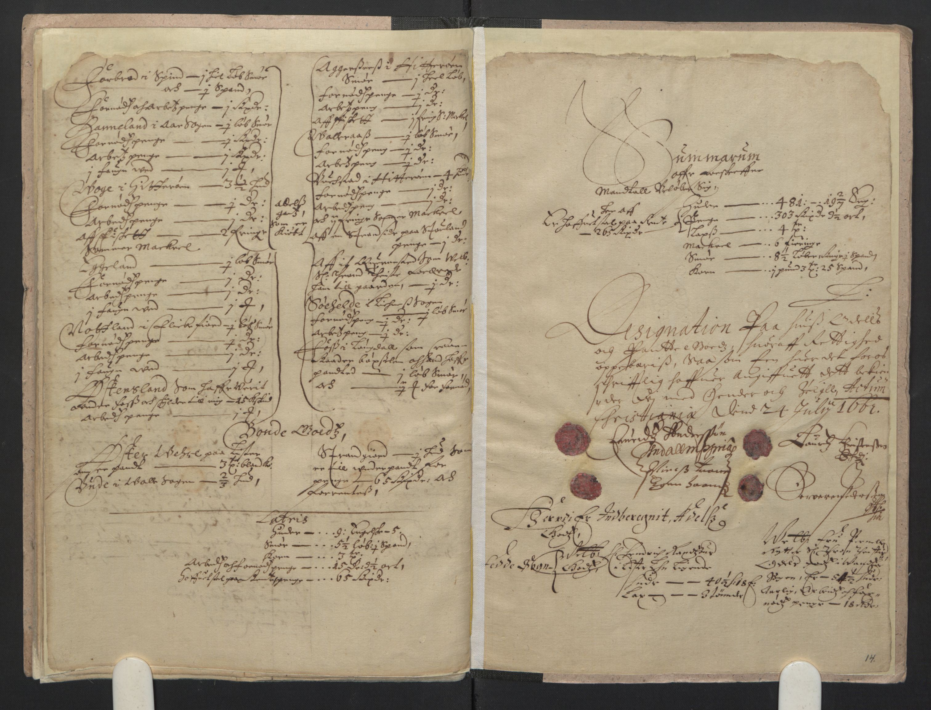 Rentekammeret inntil 1814, Realistisk ordnet avdeling, AV/RA-EA-4070/L/L0022/0005: Agder lagdømme: / Odelsjordebok. Lista len, 1661, s. 13b-14a