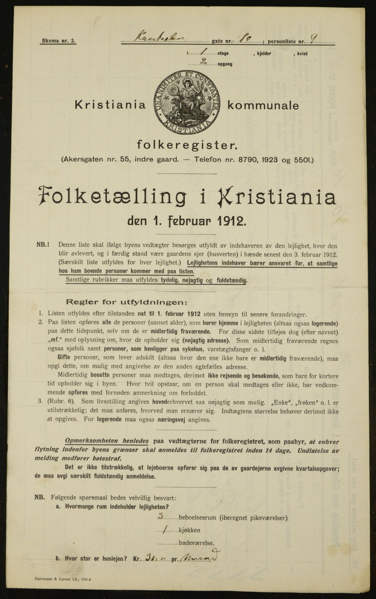 OBA, Kommunal folketelling 1.2.1912 for Kristiania, 1912, s. 48436