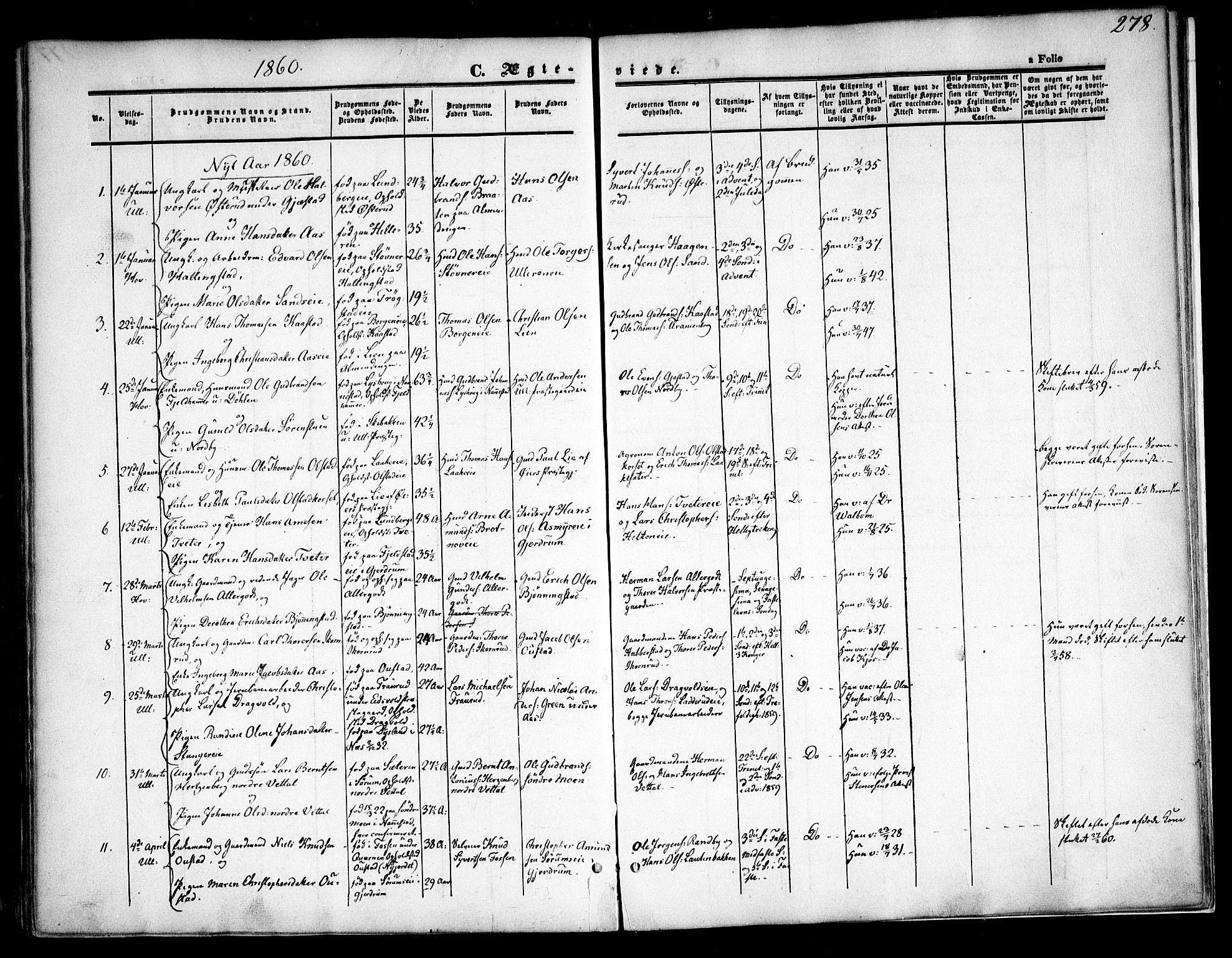 Ullensaker prestekontor Kirkebøker, AV/SAO-A-10236a/F/Fa/L0015.a: Ministerialbok nr. I 15A, 1851-1862, s. 278