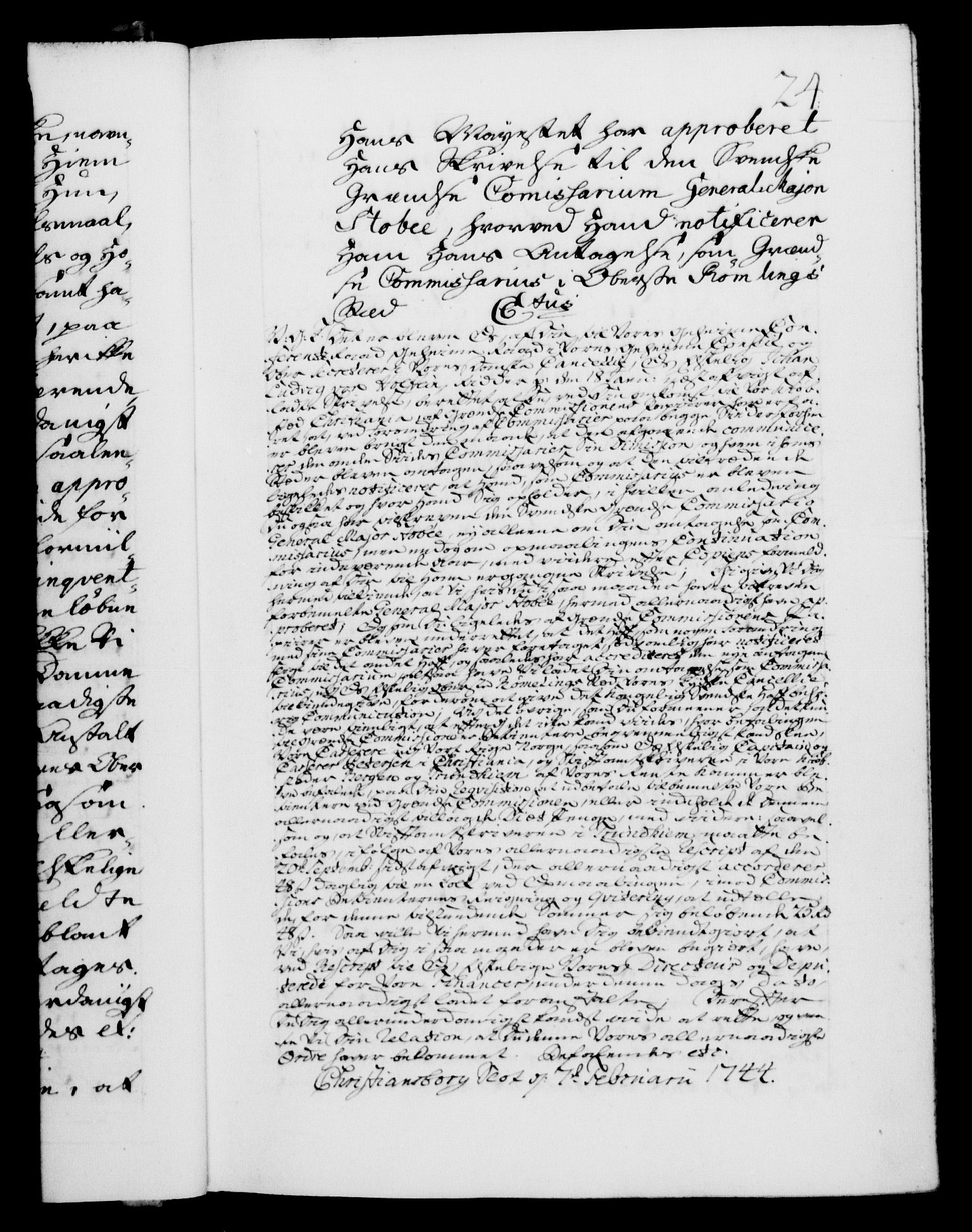 Danske Kanselli 1572-1799, AV/RA-EA-3023/F/Fc/Fca/Fcab/L0030: Norske tegnelser, 1744-1746, s. 24a